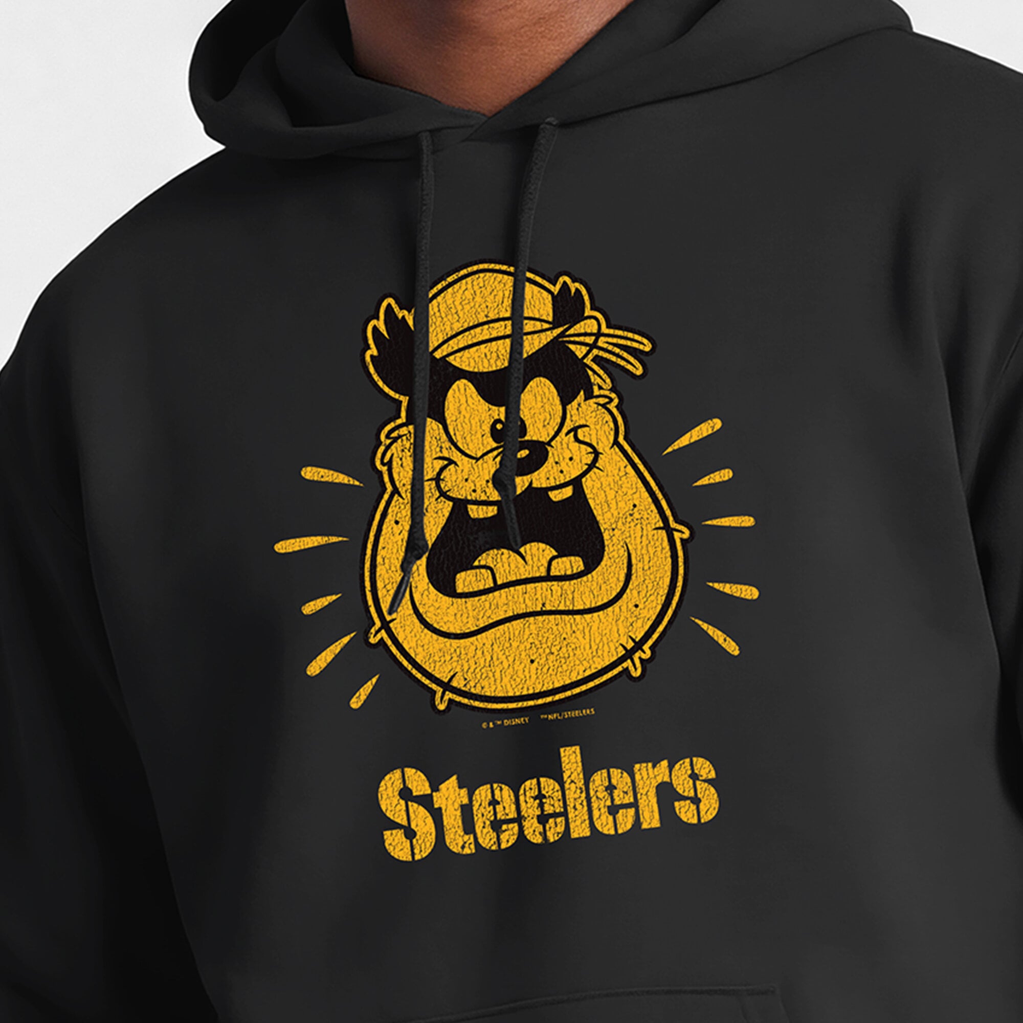 Sweat-shirt à capuche intégral noir Disney x Champion Pittsburgh Steelers Powerblend pour homme