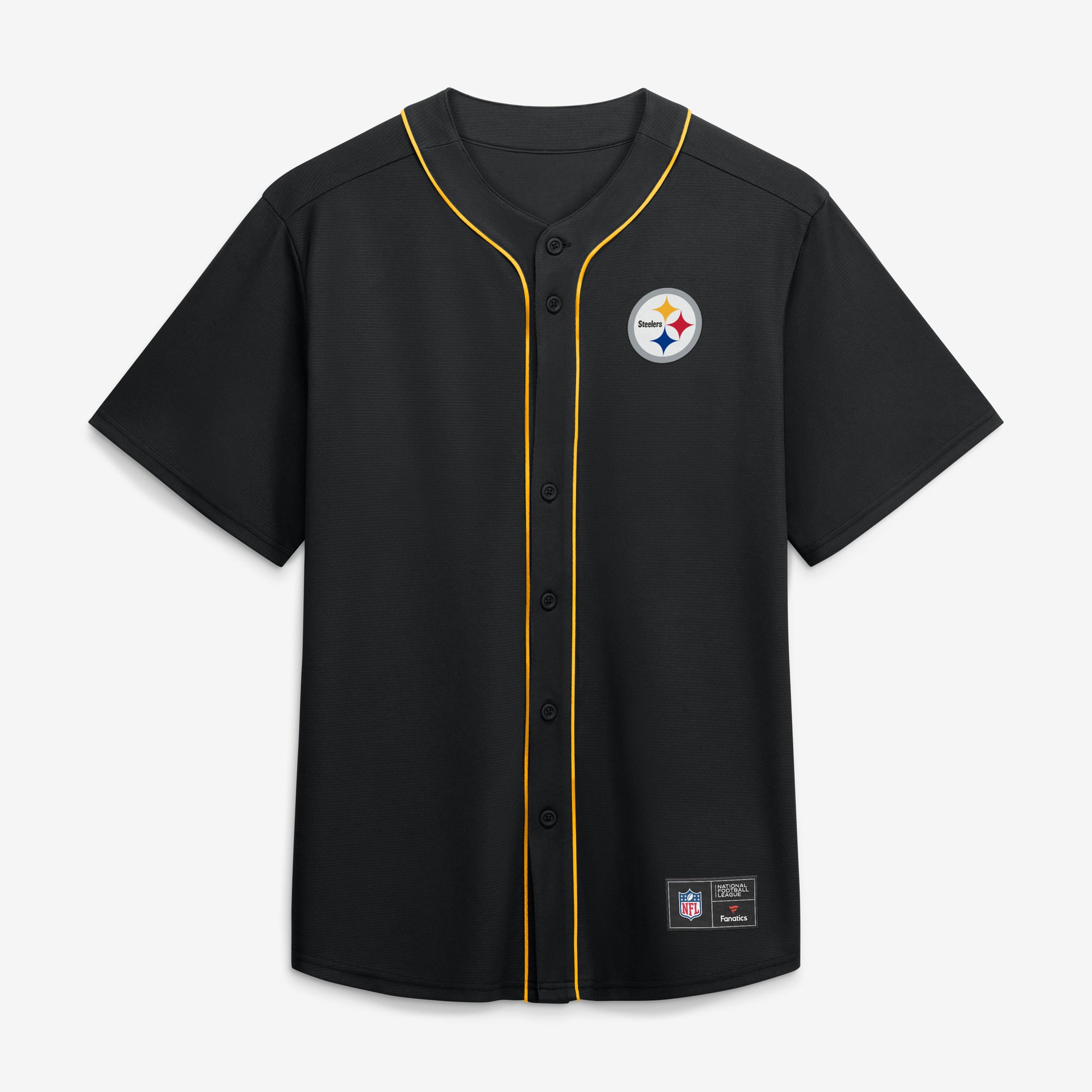 Men's Fanatics Black Pittsburgh Steelers After Hours Button-Up Baseball Top