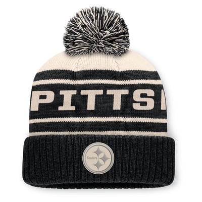 Pittsburgh Steelers Fanatics Men's Cuffed Knit Hat with Pom - Black