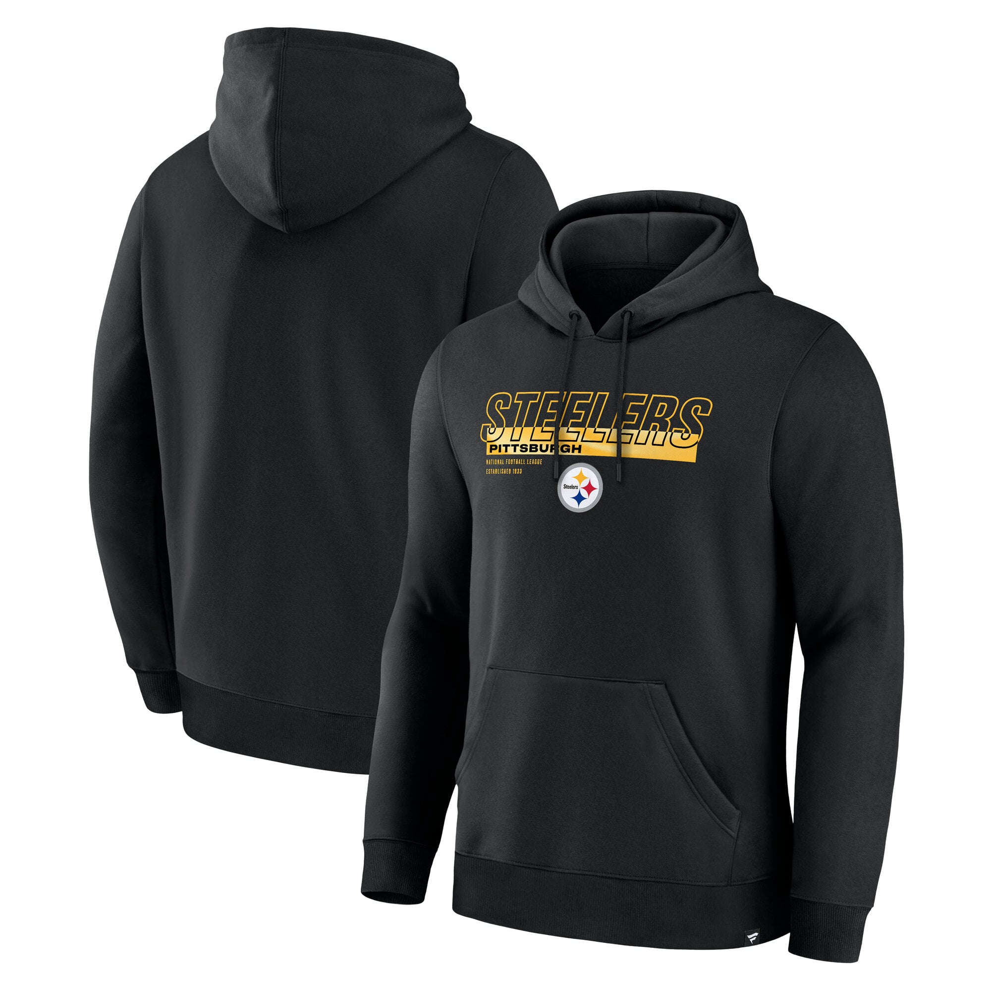 Sweat à capuche Fanatics noir Pittsburgh Steelers Draw Play Legacy pour homme