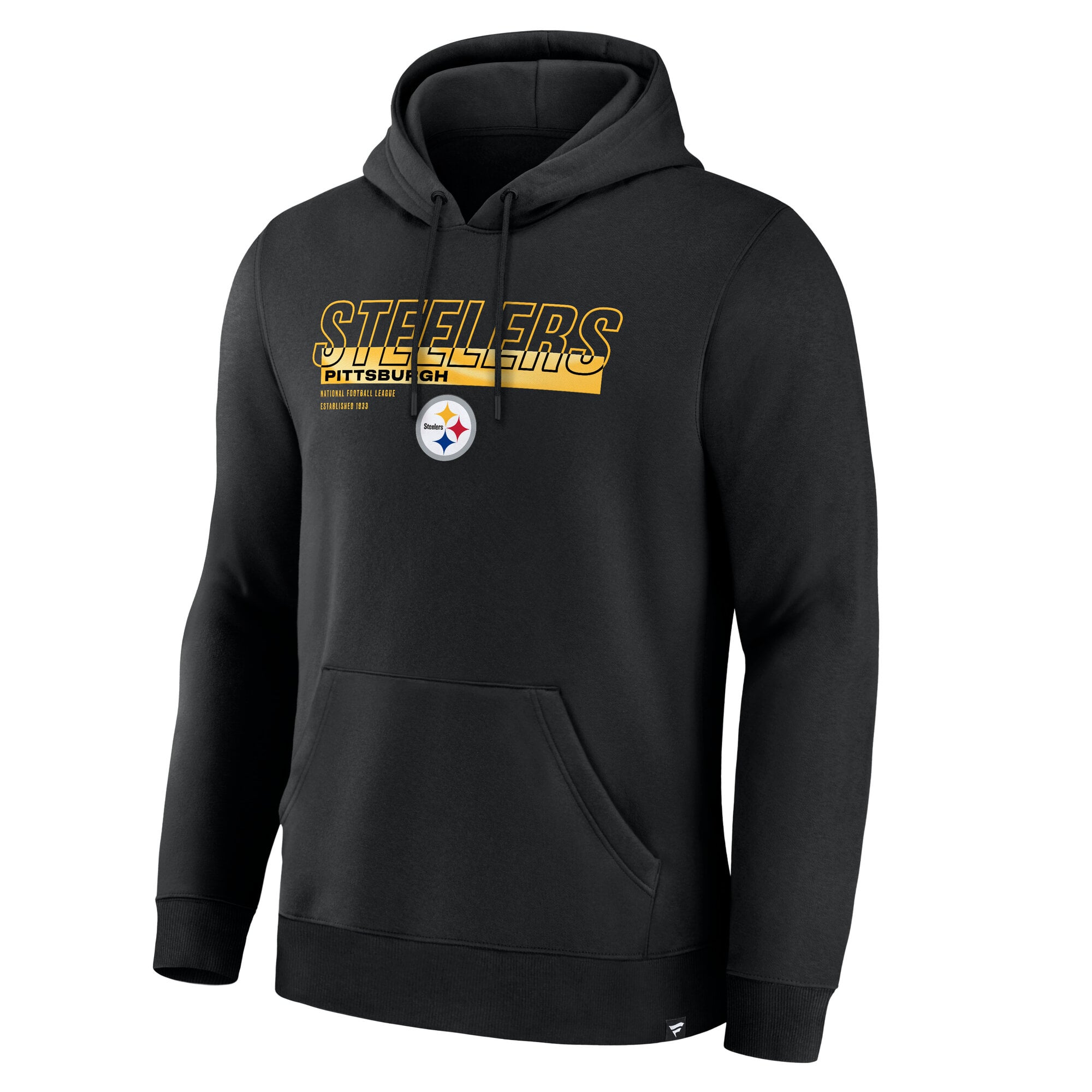 Sweat à capuche Fanatics noir Pittsburgh Steelers Draw Play Legacy pour homme