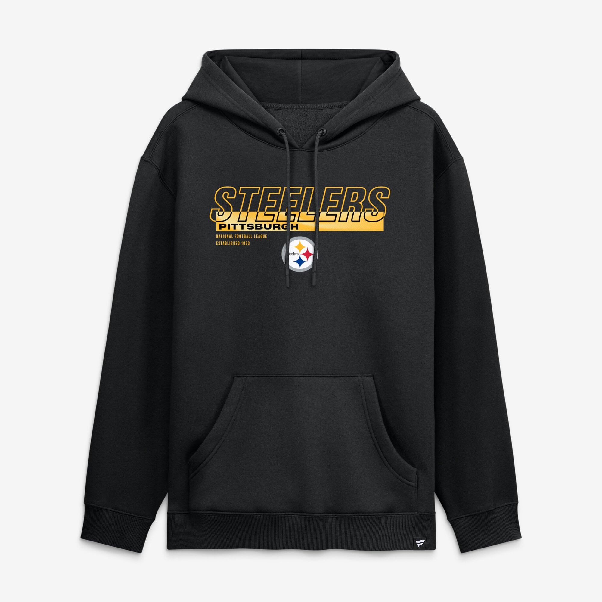 Sweat à capuche Fanatics noir Pittsburgh Steelers Draw Play Legacy pour homme