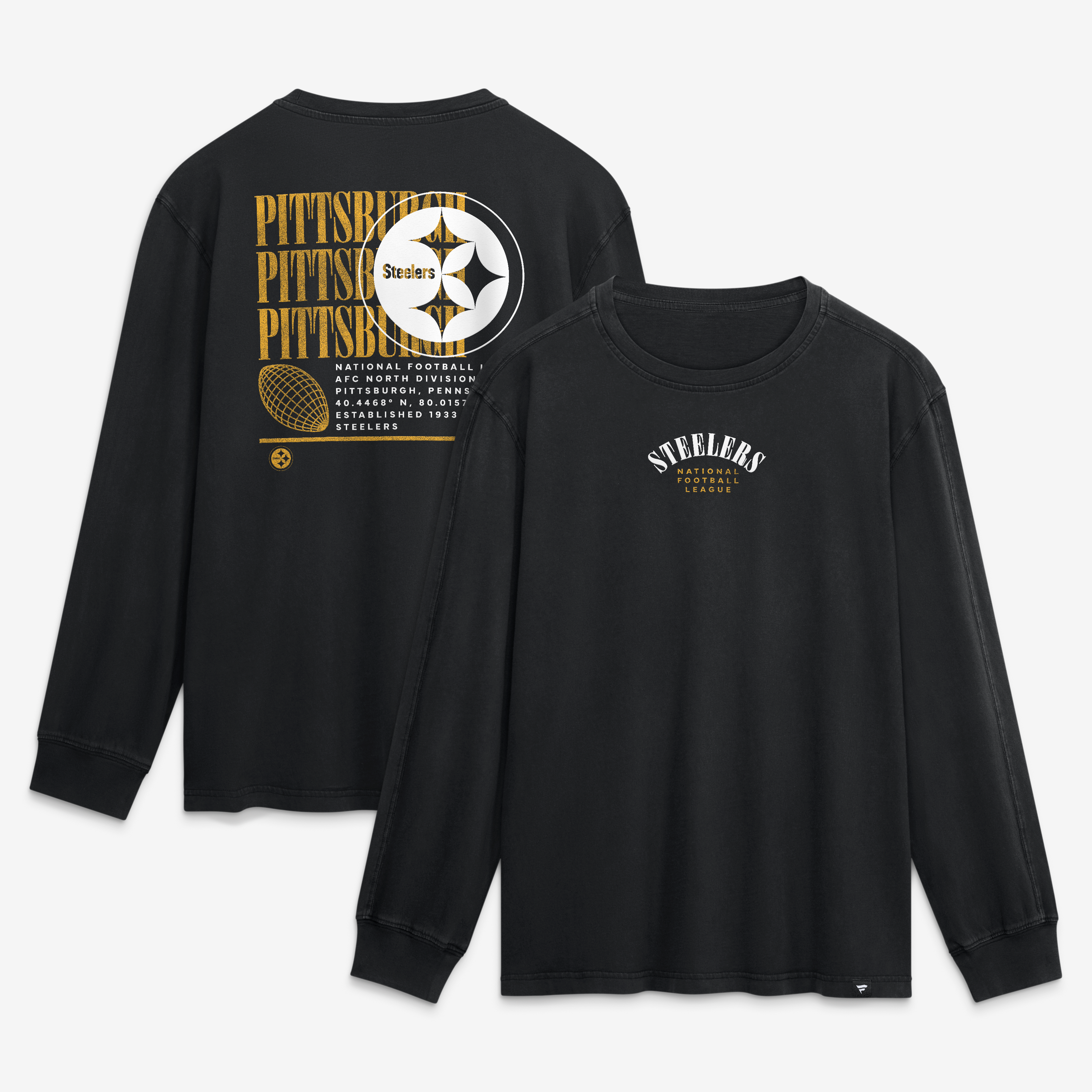 Men's Fanatics Black Pittsburgh Steelers Relaxed Fullback Drive Long Sleeve Fashion Top