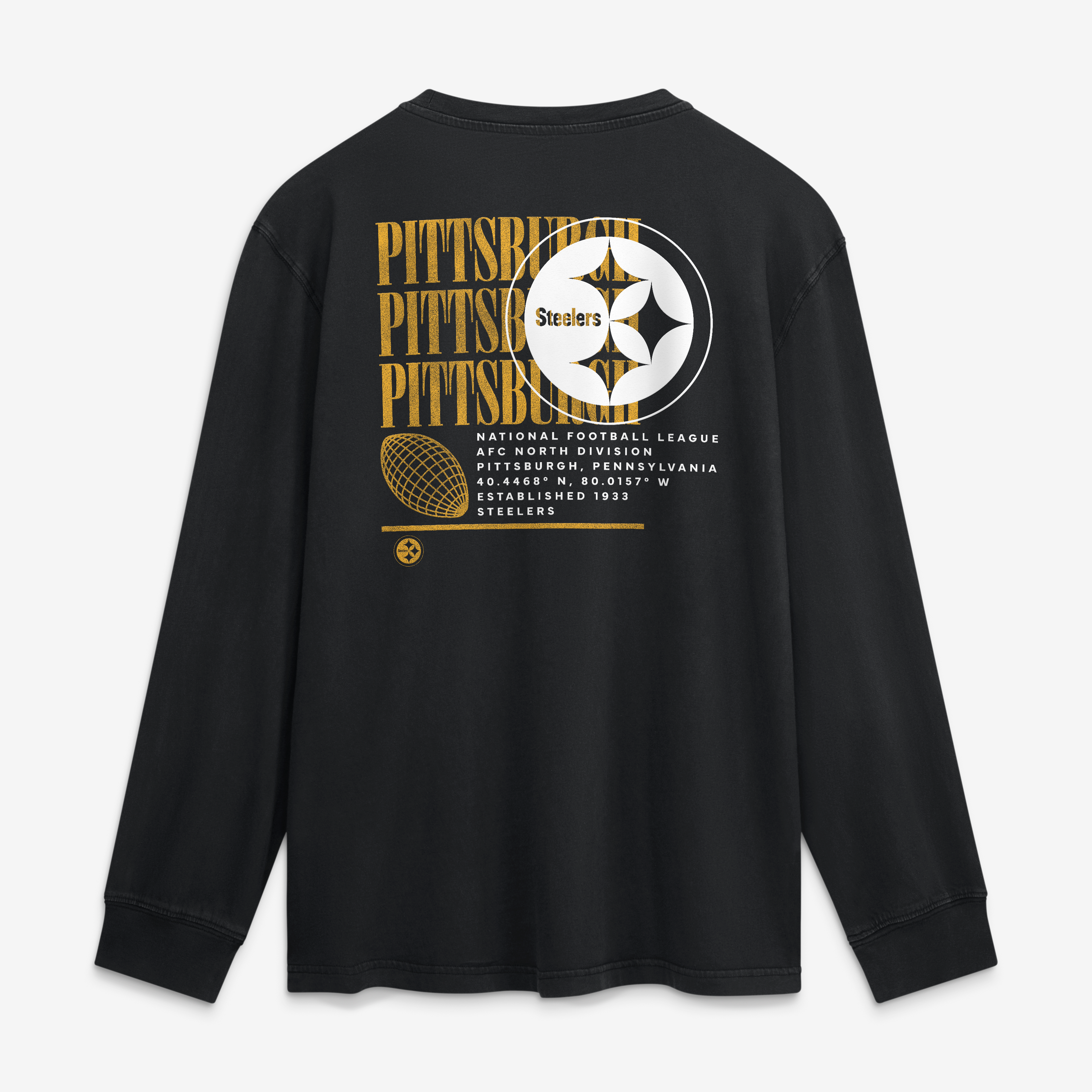 Men's Fanatics Black Pittsburgh Steelers Relaxed Fullback Drive Long Sleeve Fashion Top