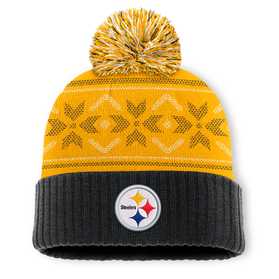 Pittsburgh Steelers Fanatics Snowday Cuffed Knit Hat with Pom - Black/Gold