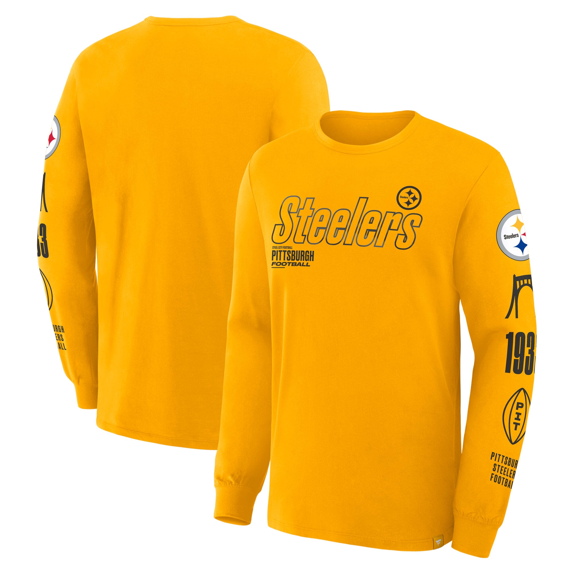 T-shirt à manches longues Fanatics Gold Pittsburgh Steelers Legacy pour homme