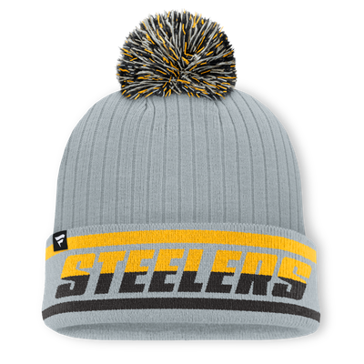 Pittsburgh Steelers Fanatics Fissure Cuffed Knit Hat with Pom - Gray