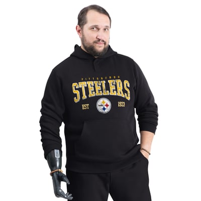 Pittsburgh Steelers G-III Sports by Carl Banks Adaptive Team Spirit Graphic Fleece Pullover Hoodie - Black
