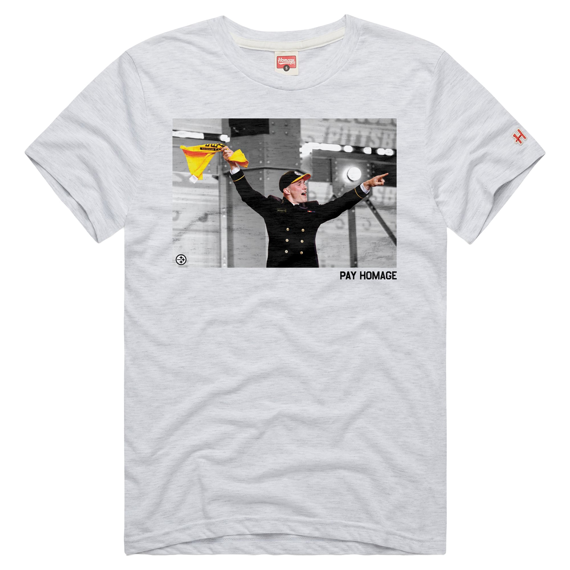 T-shirt graphique pour homme en hommage à Eli Heidenreich, joueur des Steelers de Pittsburgh, couleur gris anthracite