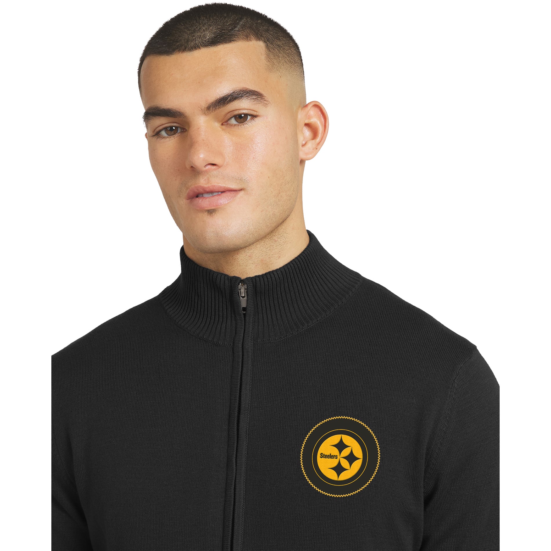 Pull zippé noir J. Palmer Pittsburgh Steelers toutes saisons pour homme