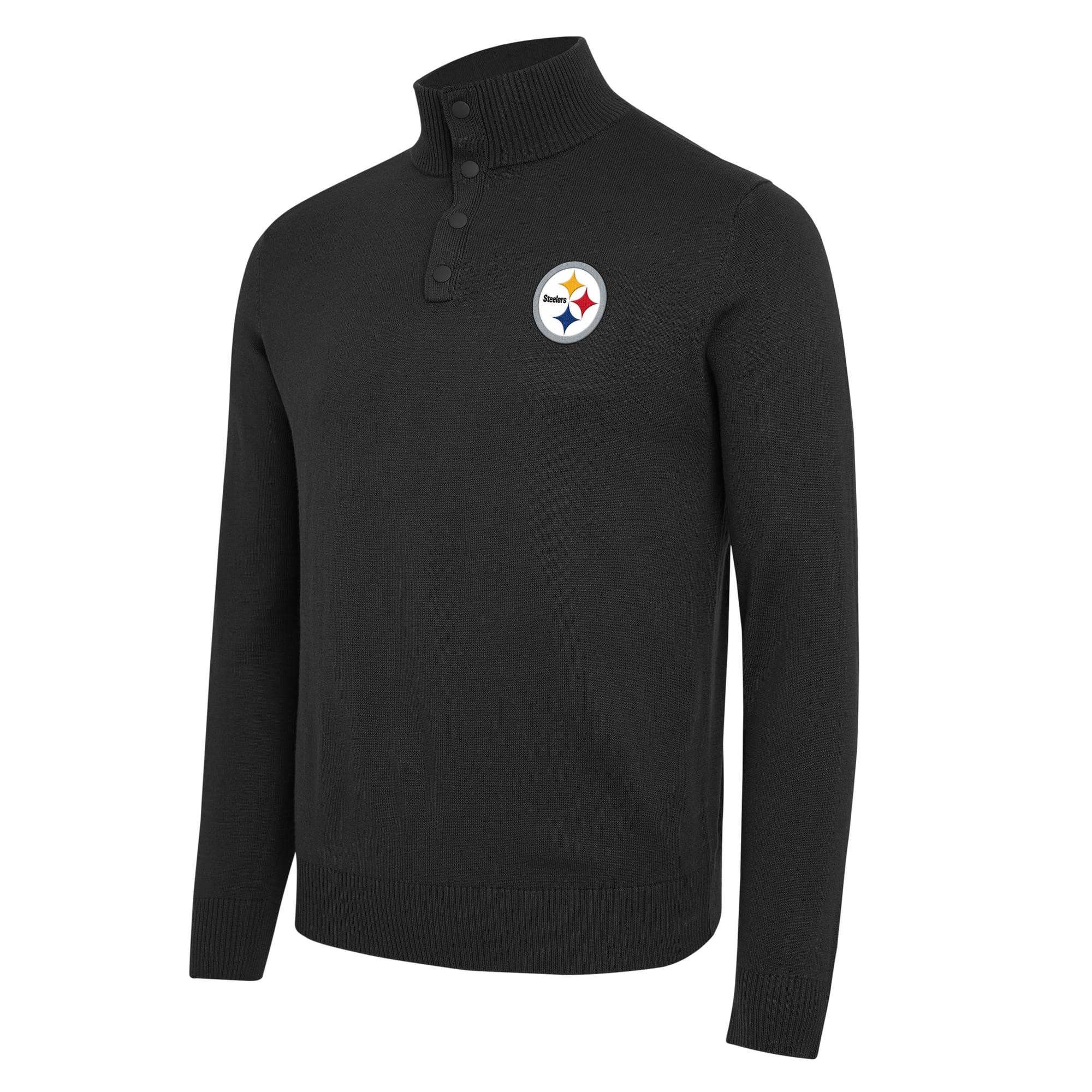 Pull-over noir J. Palmer pour homme, Pittsburgh Steelers, à boutons-pression quart de pouce.