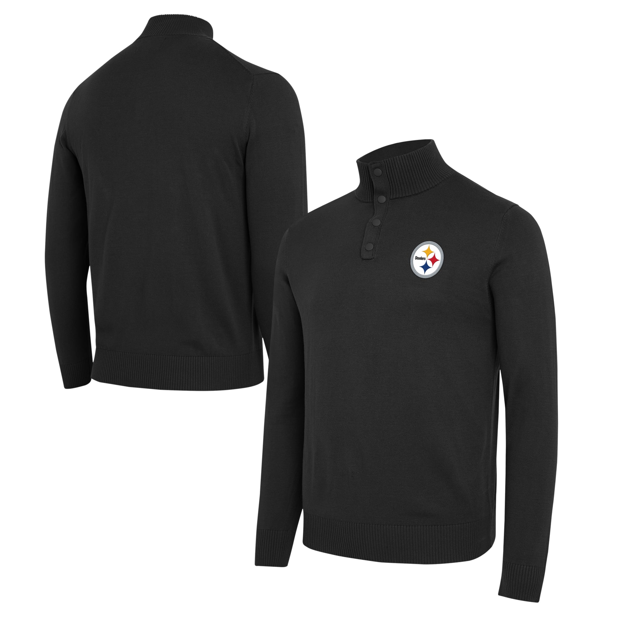 Pull-over noir J. Palmer pour homme, Pittsburgh Steelers, à boutons-pression quart de pouce.