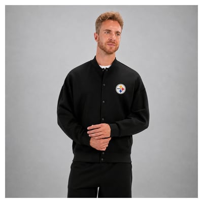 Pittsburgh Steelers Levelwear Logo Luxe Signature Tri-Blend Bomber Jacket - Black