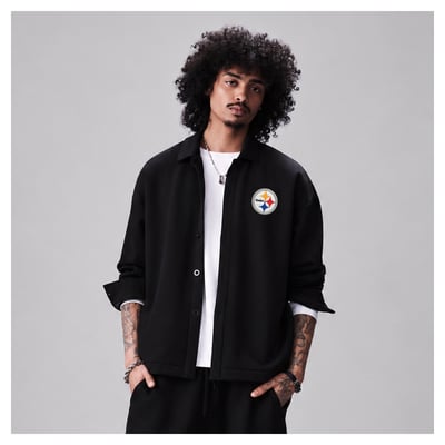 Pittsburgh Steelers Levelwear Luxe Tri-Blend Full-Button Shirt Jacket - Black