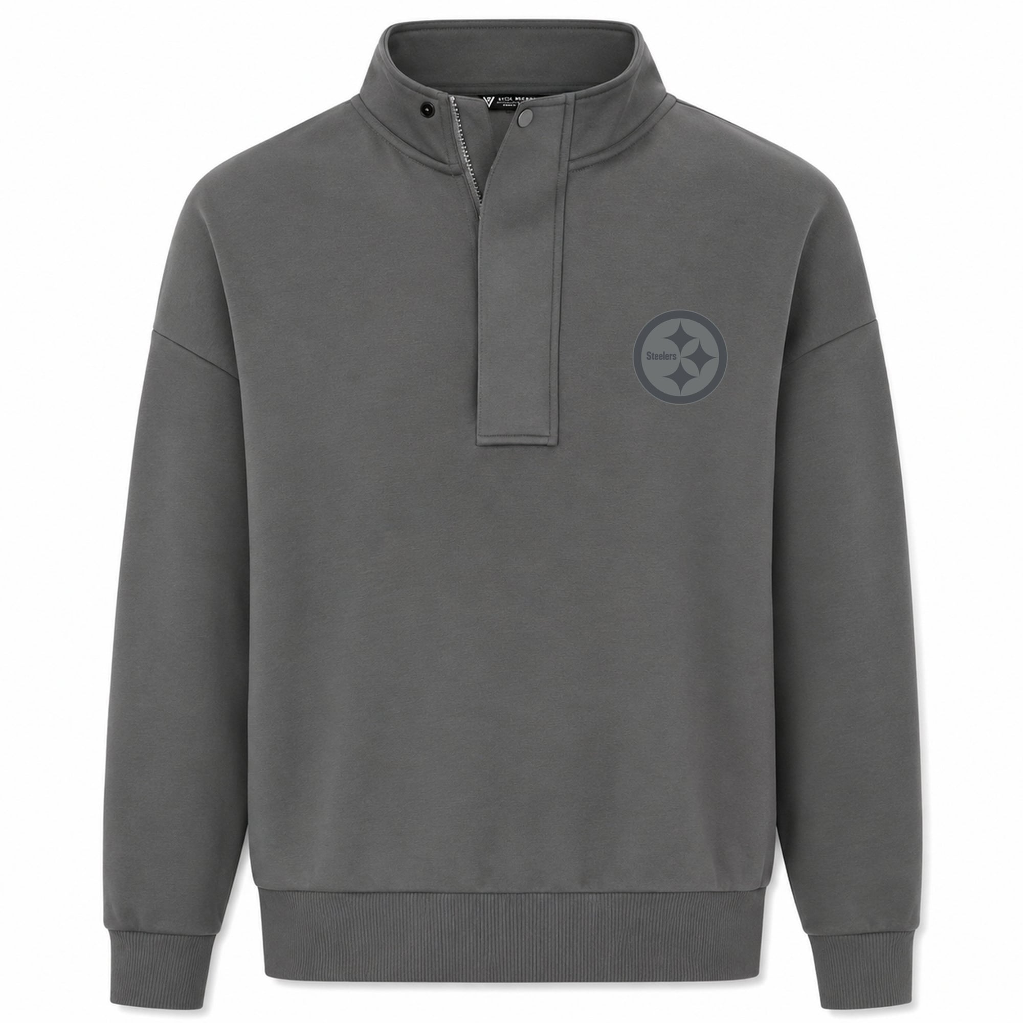 Pull à col zippé Levelwear gris Pittsburgh Steelers Core Logo Luxe Stein pour homme