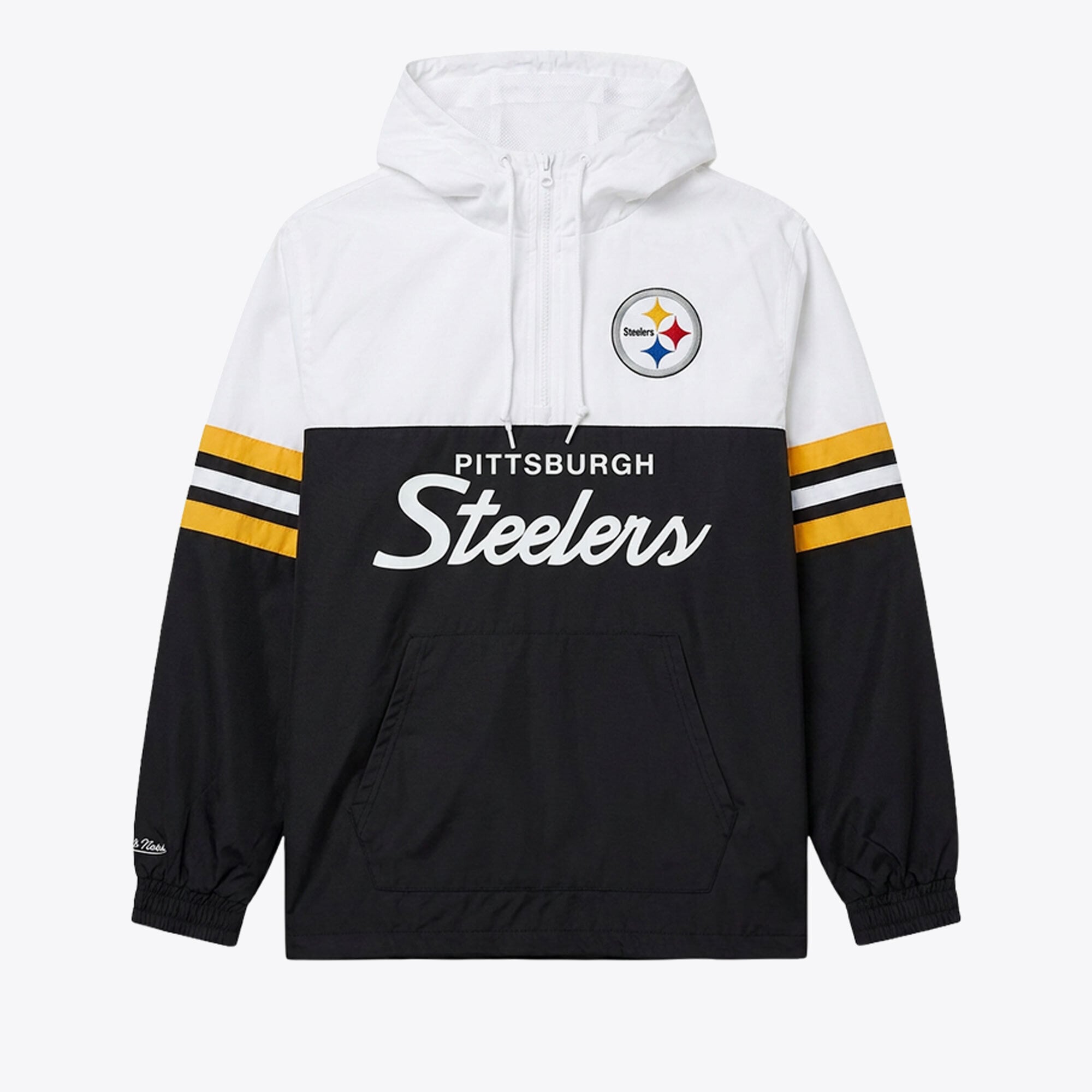 Men's Mitchell & Ness  Black Pittsburgh Steelers Head Coach Anorak Quarter-Zip Windbreaker Jacket