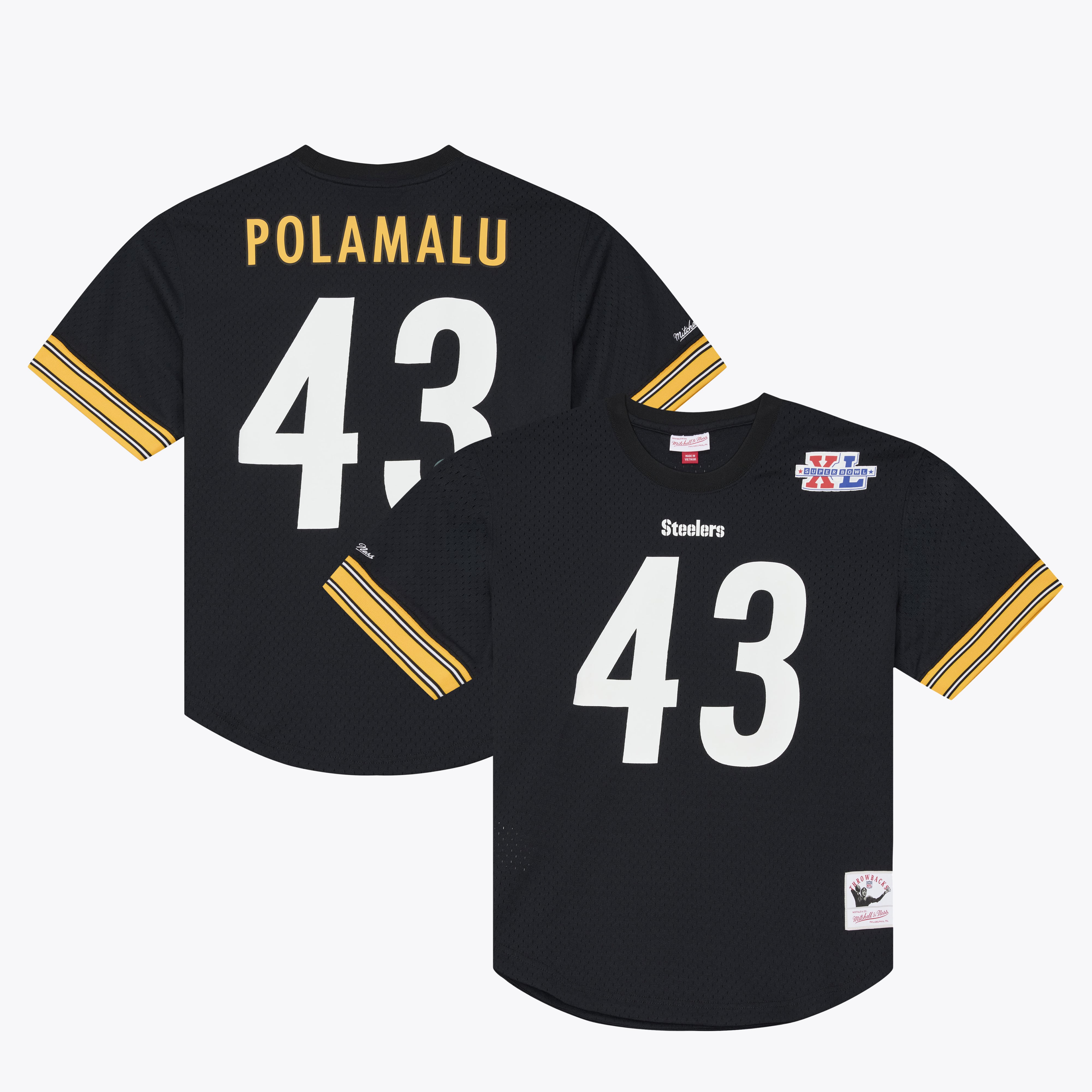 Men's Mitchell & Ness Troy Polamalu Pittsburgh Steelers Retired Player Name Number Mesh Top