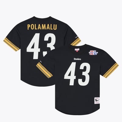 Troy Polamalu Pittsburgh Steelers Mitchell & Ness Retired Player Name & Number Mesh Top - Black