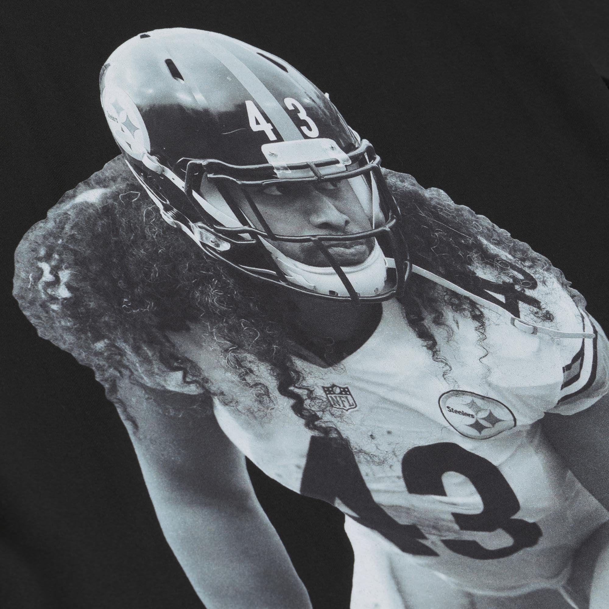 T-shirt Mitchell & Ness pour homme, noir, Troy Polamalu, Pittsburgh Steelers, joueur retraité.