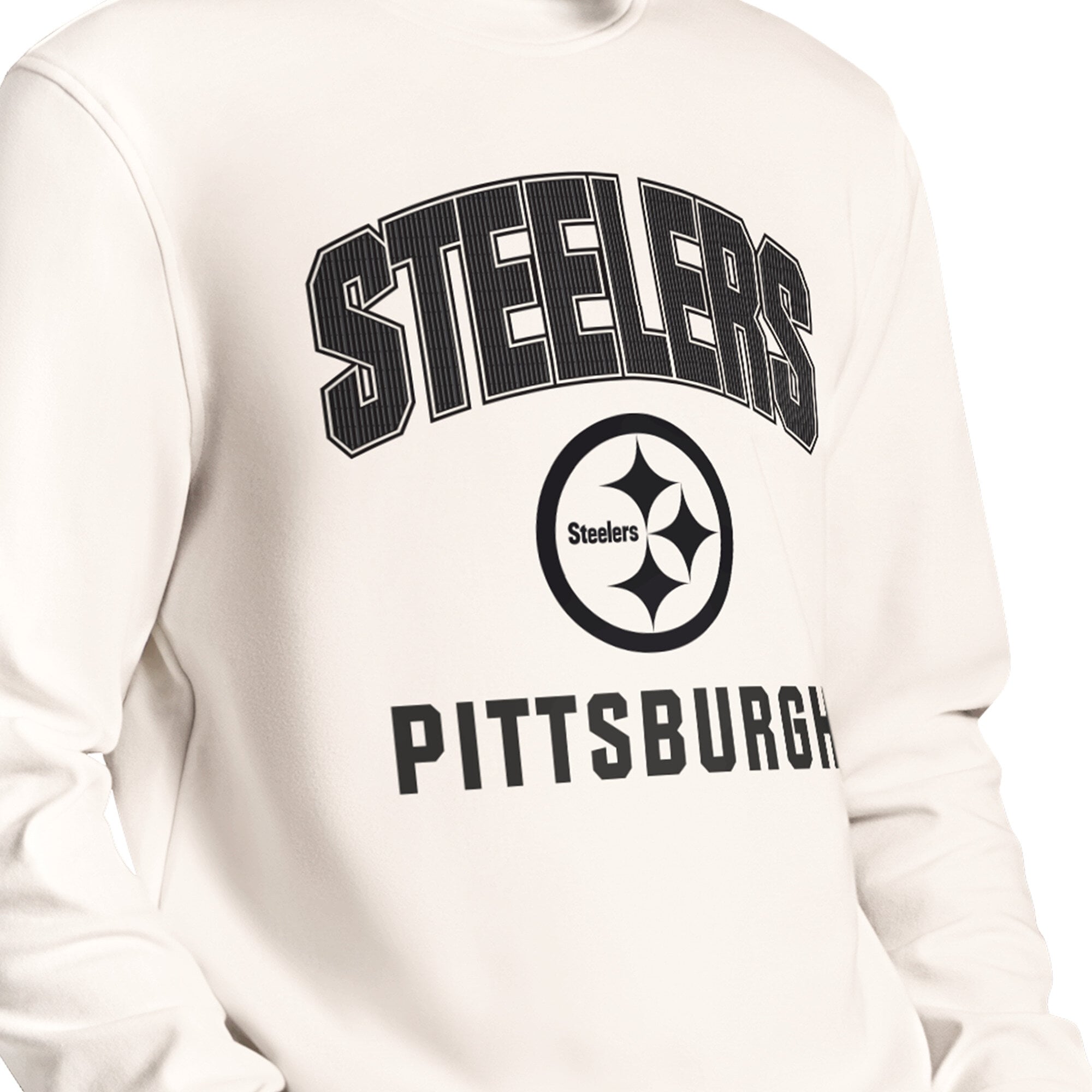 Men's MSX by Michael Strahan Cream Pittsburgh Steelers Finish Line Tri-Blend Sweatshirt