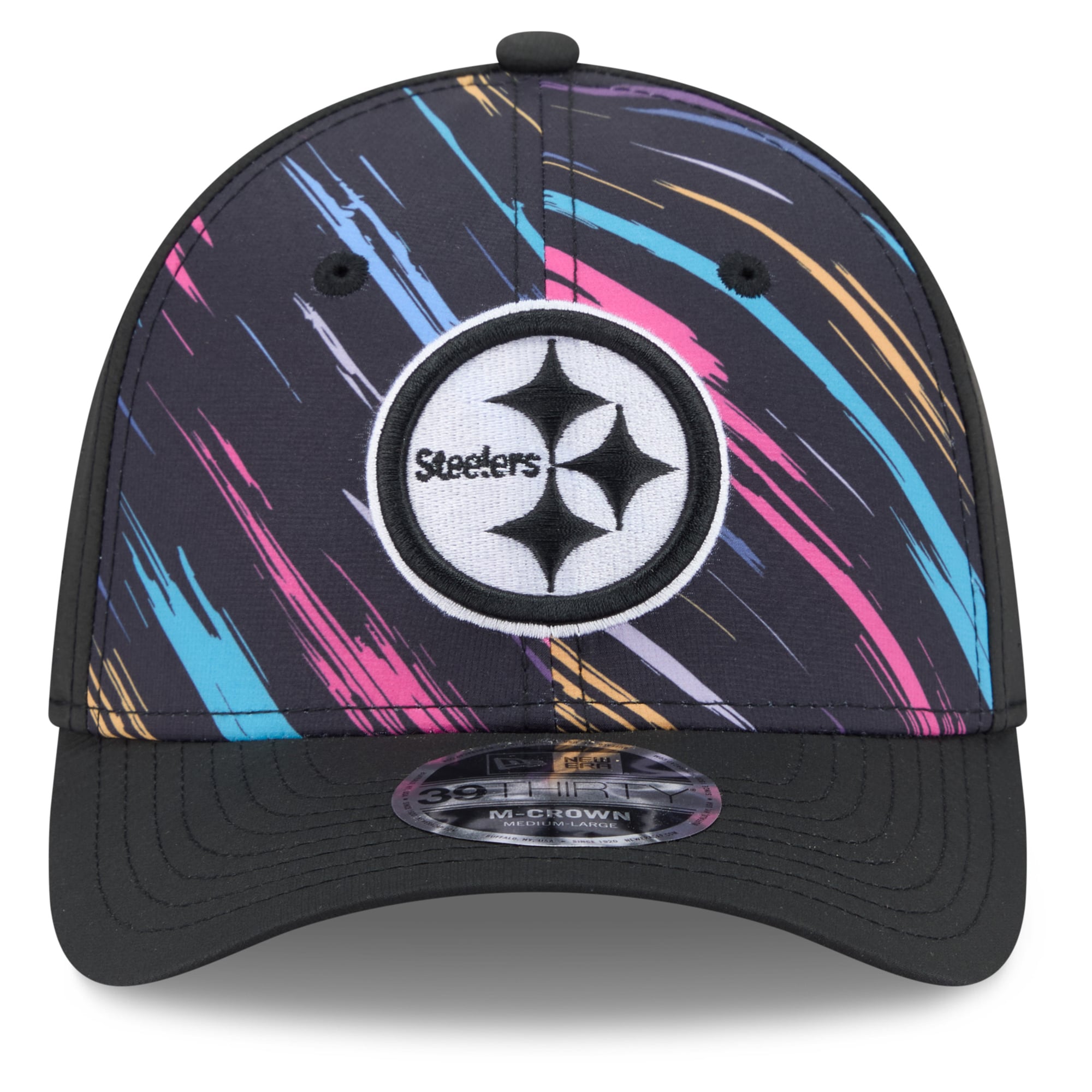 Men's New Era Black Pittsburgh Steelers 2026 NFL Crucial Catch 39THIRTY M-Crown Stretch Hat