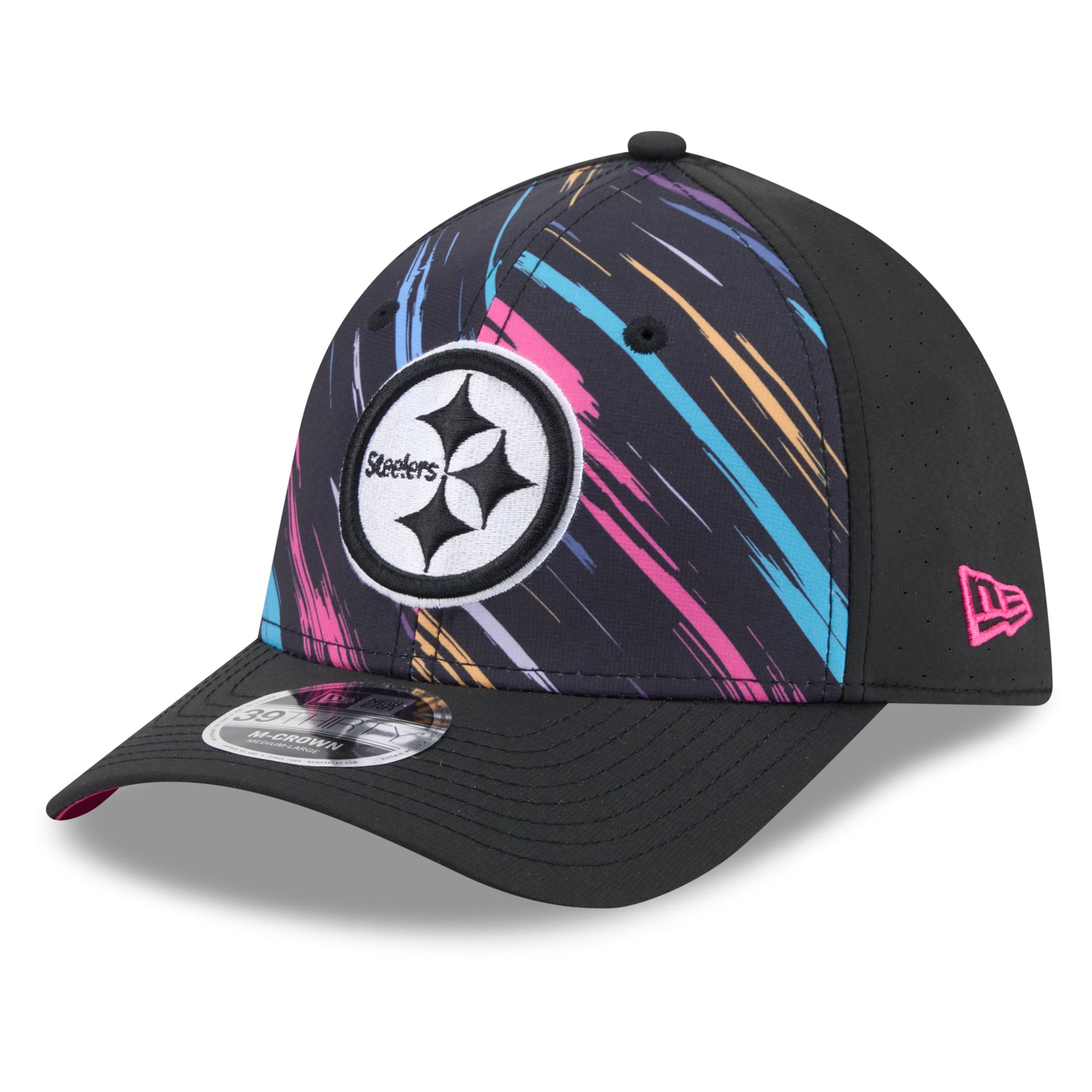 Men's New Era Black Pittsburgh Steelers 2026 NFL Crucial Catch 39THIRTY M-Crown Stretch Hat
