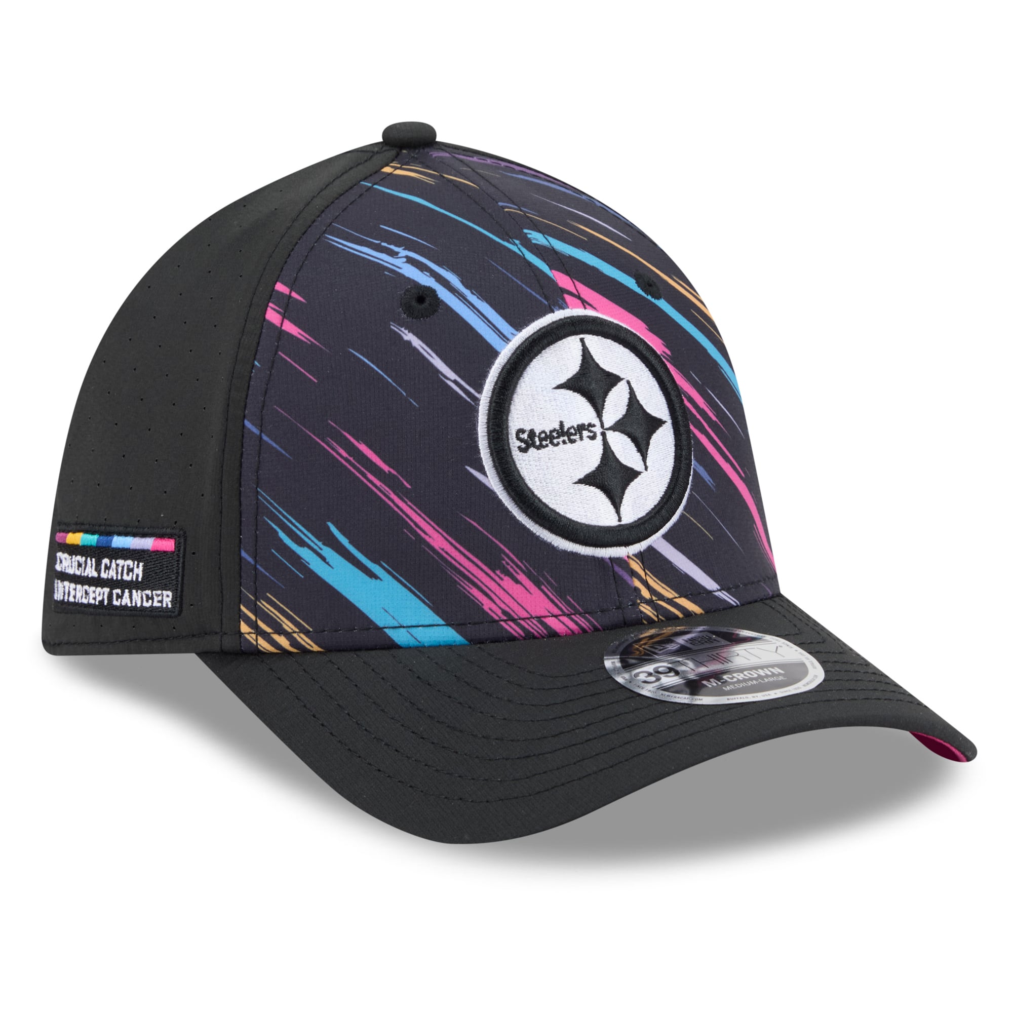 Men's New Era Black Pittsburgh Steelers 2026 NFL Crucial Catch 39THIRTY M-Crown Stretch Hat