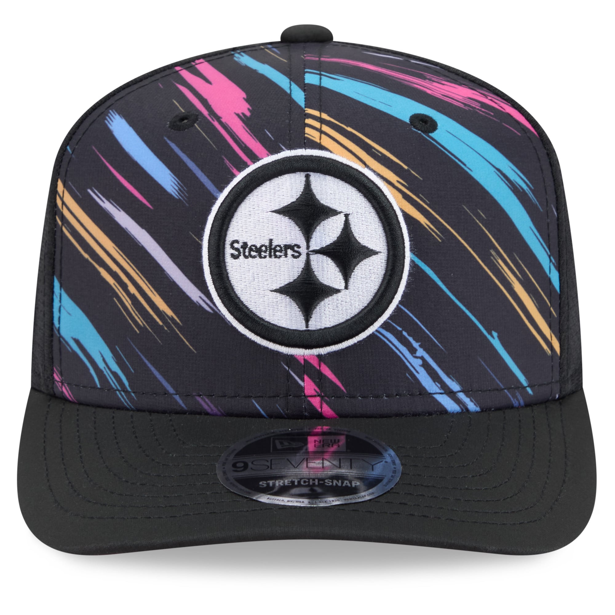 Men's New Era Black Pittsburgh Steelers 2026 NFL Crucial Catch 9SEVENTY Adjustable Trucker Hat