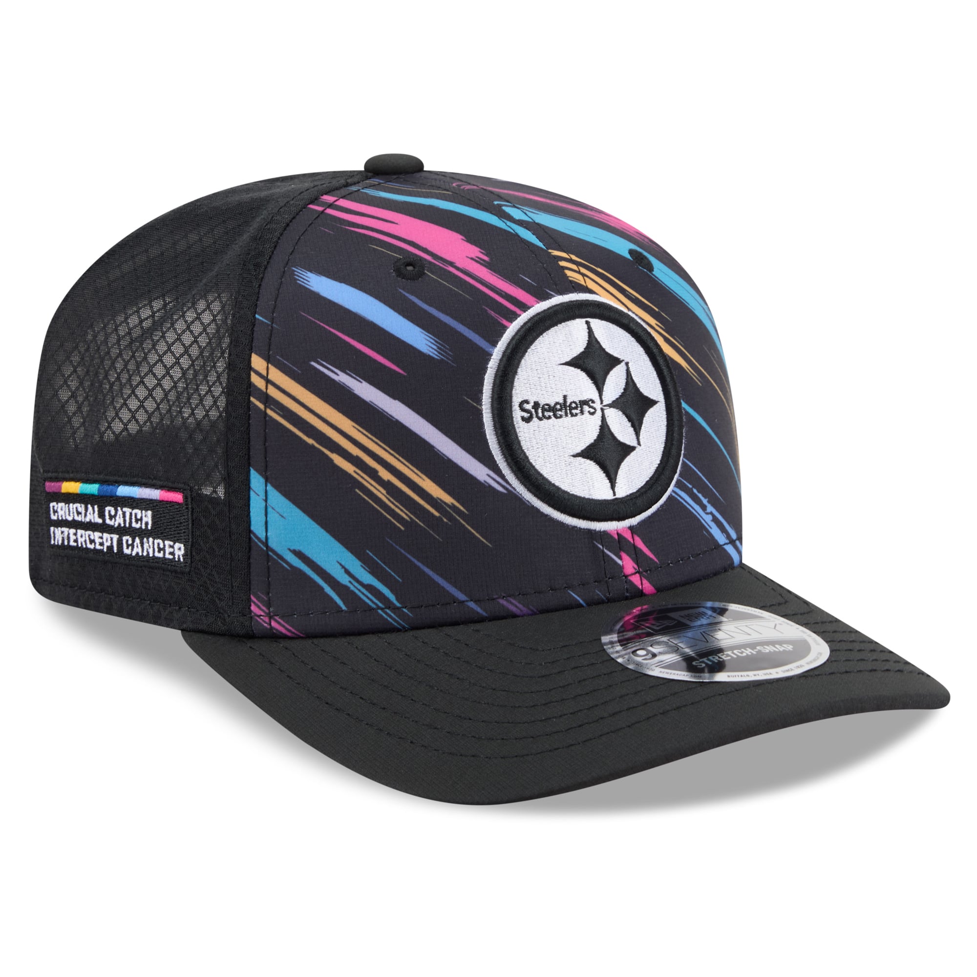Men's New Era Black Pittsburgh Steelers 2026 NFL Crucial Catch 9SEVENTY Adjustable Trucker Hat