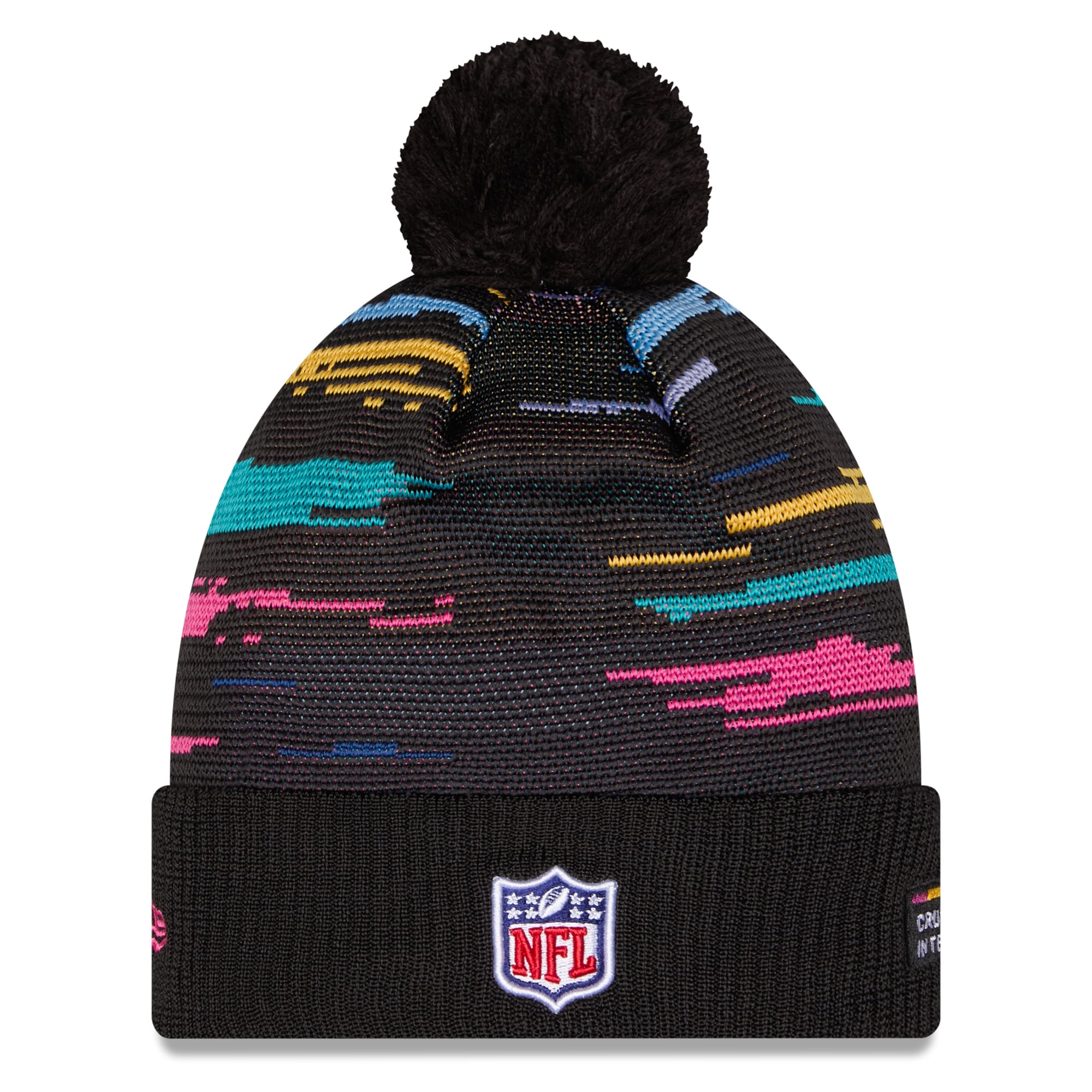 Men's New Era Black Pittsburgh Steelers 2026 NFL Crucial Catch Cuffed Knit Hat with Pom