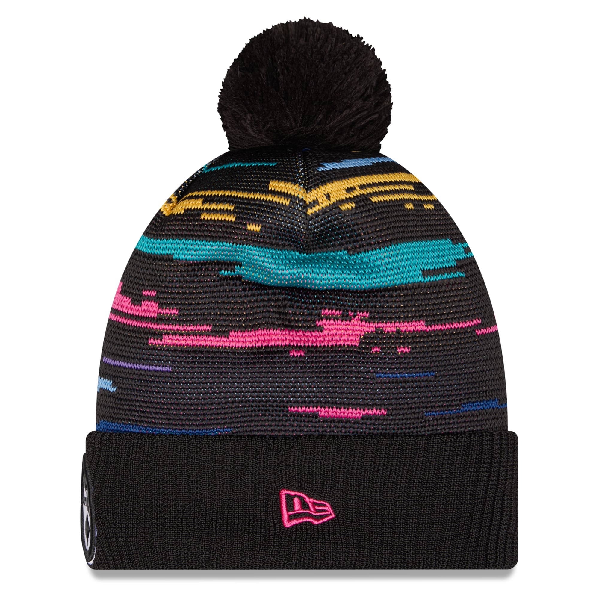 Men's New Era Black Pittsburgh Steelers 2026 NFL Crucial Catch Cuffed Knit Hat with Pom