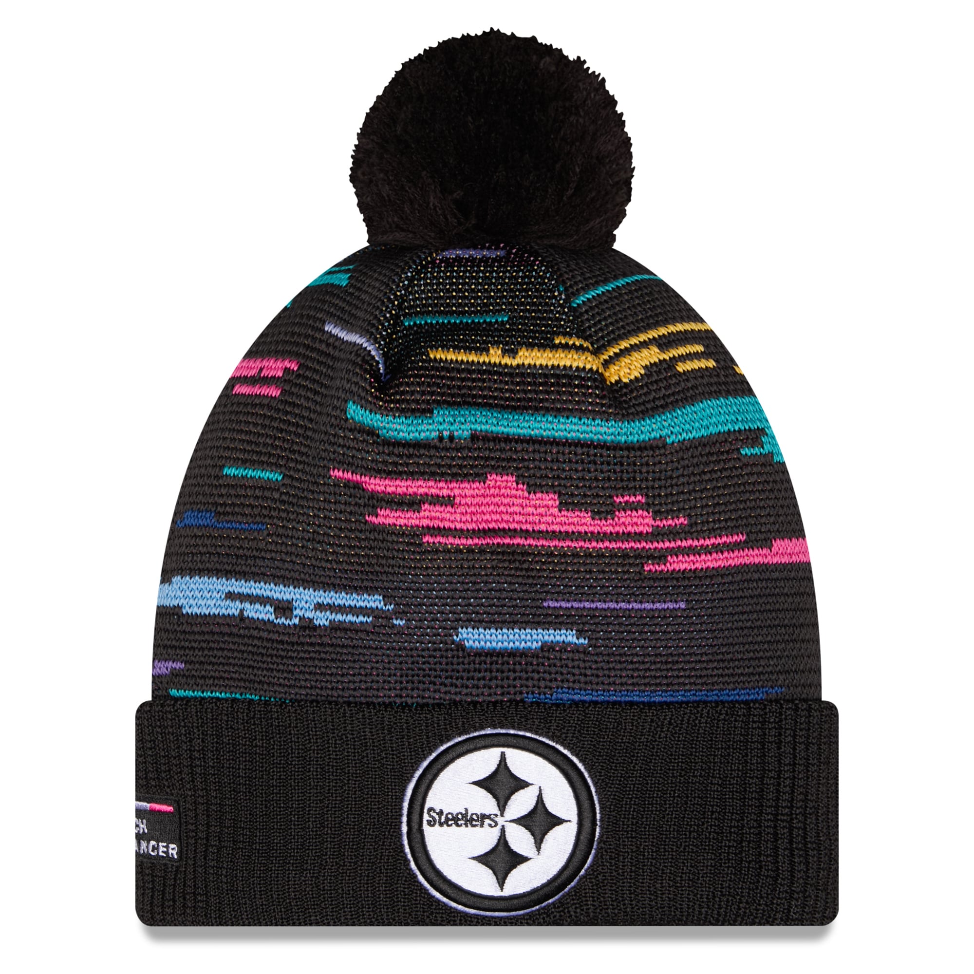 Men's New Era Black Pittsburgh Steelers 2026 NFL Crucial Catch Cuffed Knit Hat with Pom
