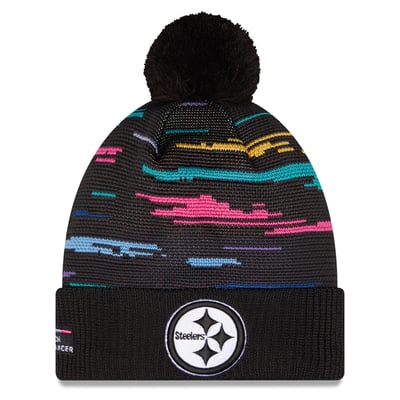 Pittsburgh Steelers New Era 2026 NFL Crucial Catch Cuffed Knit Hat with Pom - Black
