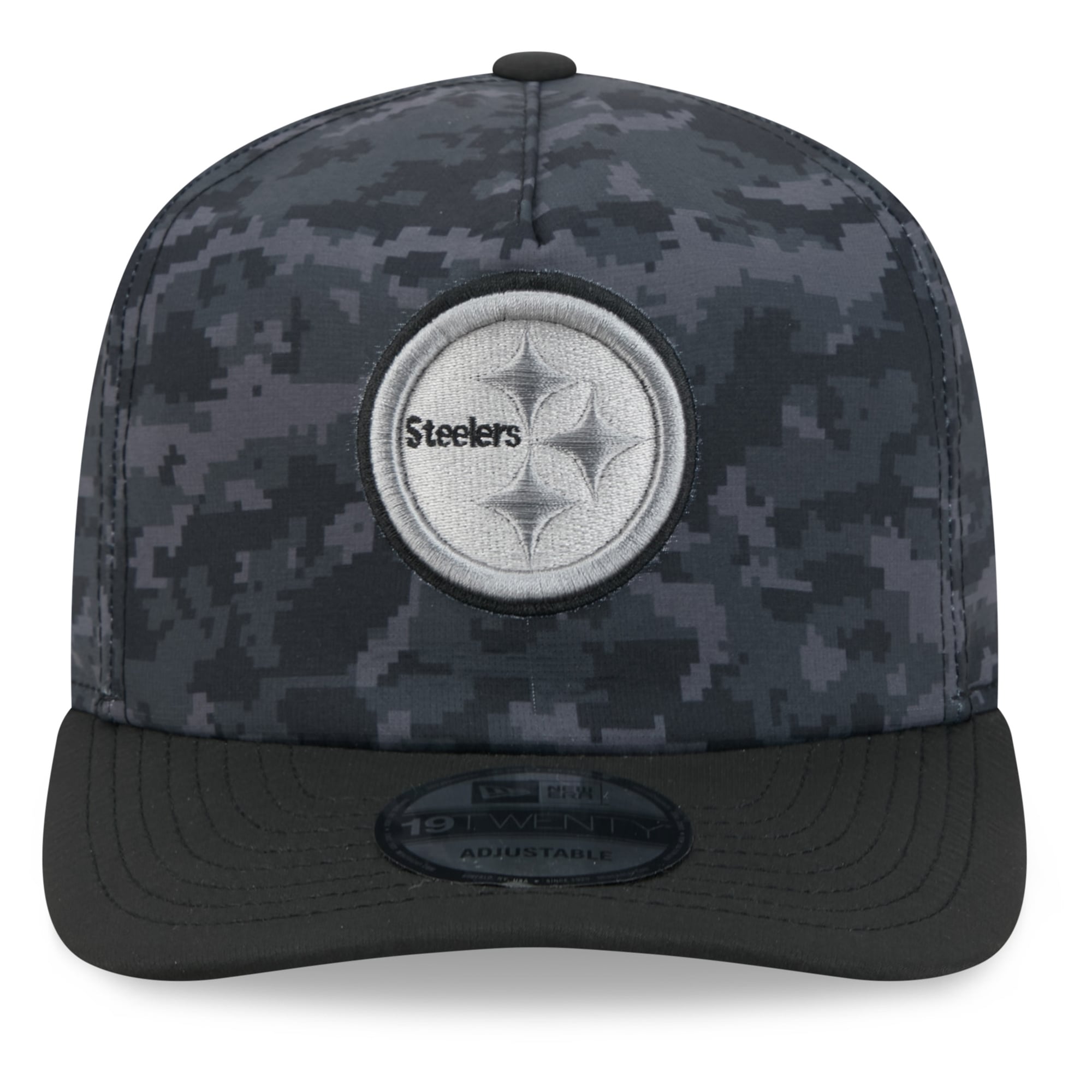 Casquette ajustable New Era noire Pittsburgh Steelers 2026 Salute To Service 19TWENTY pour homme