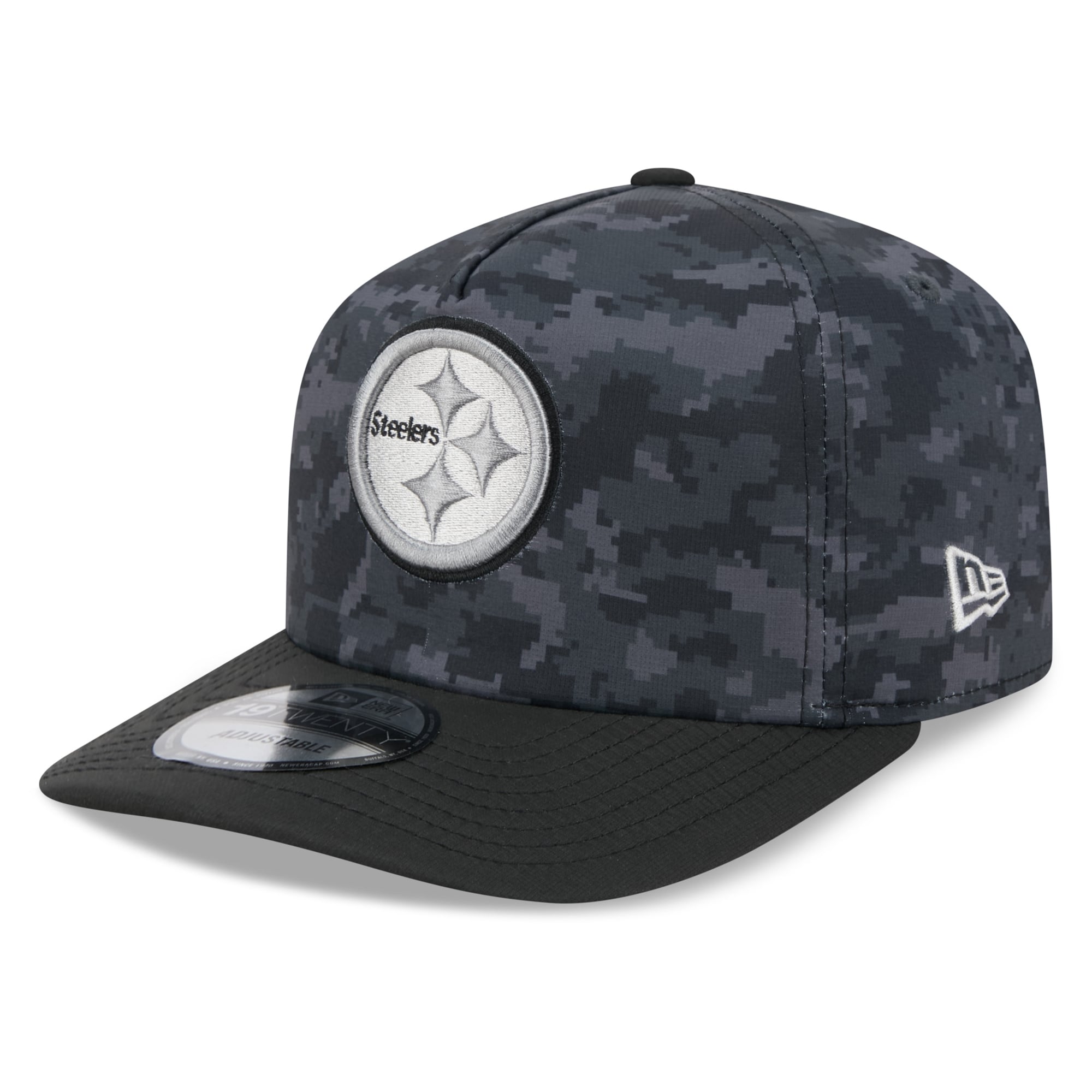 Casquette ajustable New Era noire Pittsburgh Steelers 2026 Salute To Service 19TWENTY pour homme