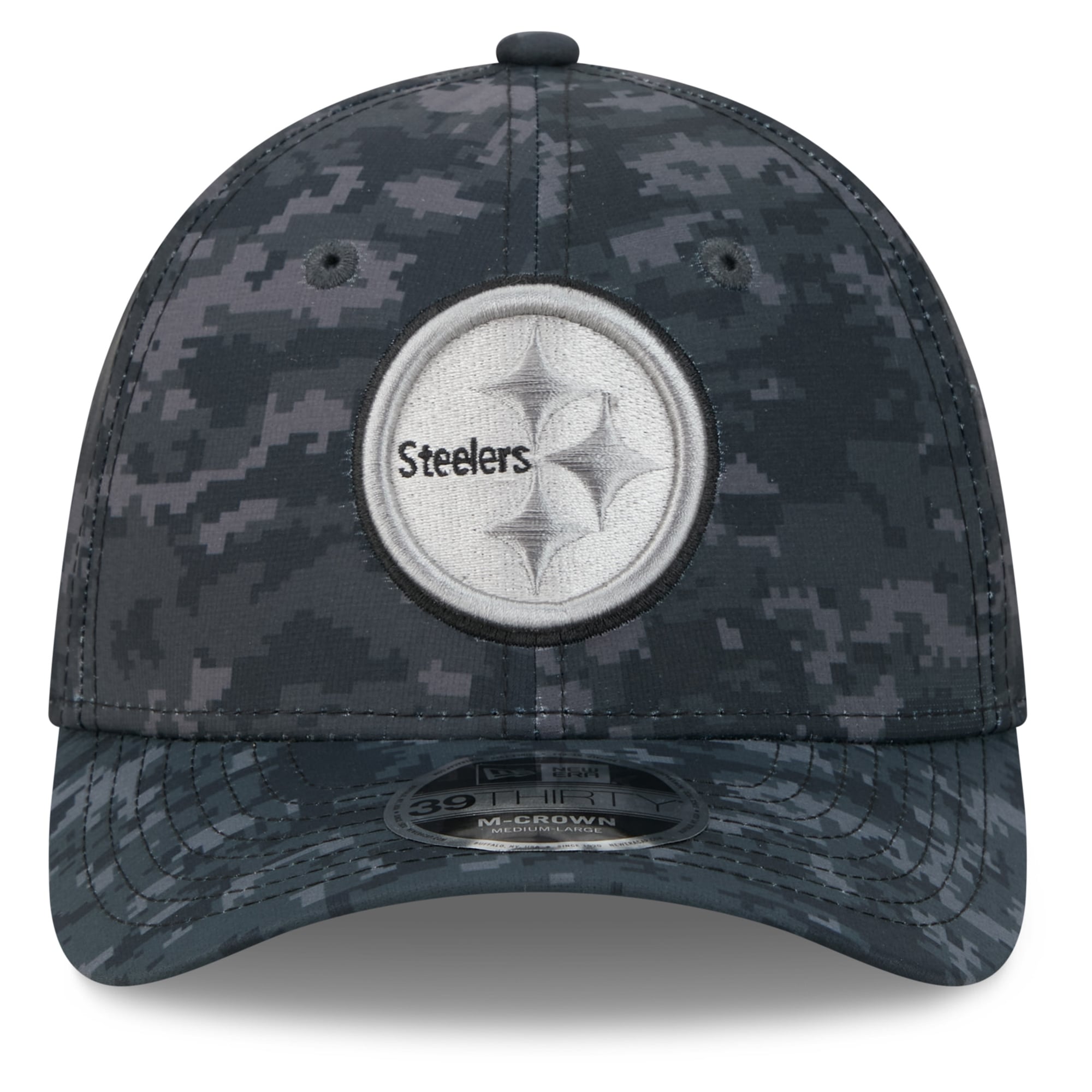 Casquette extensible New Era noire Pittsburgh Steelers 2026 Salute To Service 39THIRTY M-Crown pour homme