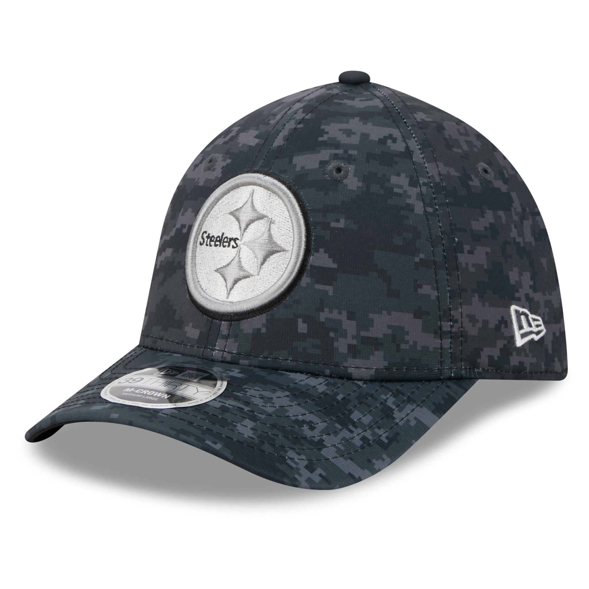 Casquette extensible New Era noire Pittsburgh Steelers 2026 Salute To Service 39THIRTY M-Crown pour homme