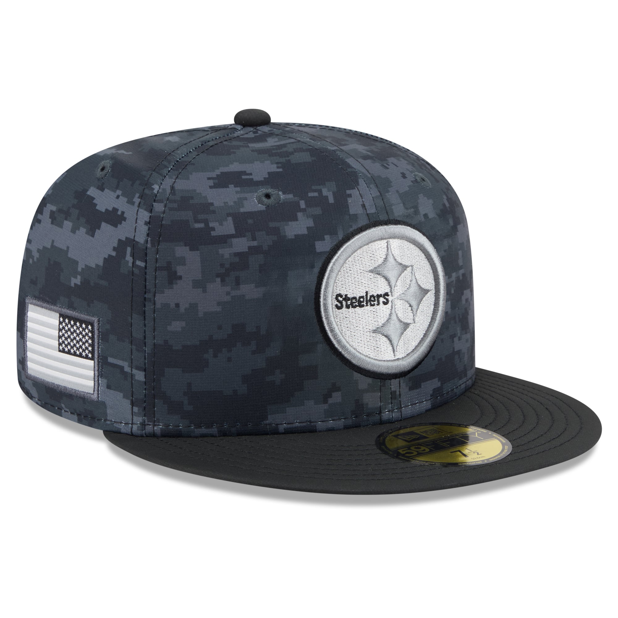 Casquette ajustée New Era noire Pittsburgh Steelers 2026 Salute To Service 59FIFTY pour homme