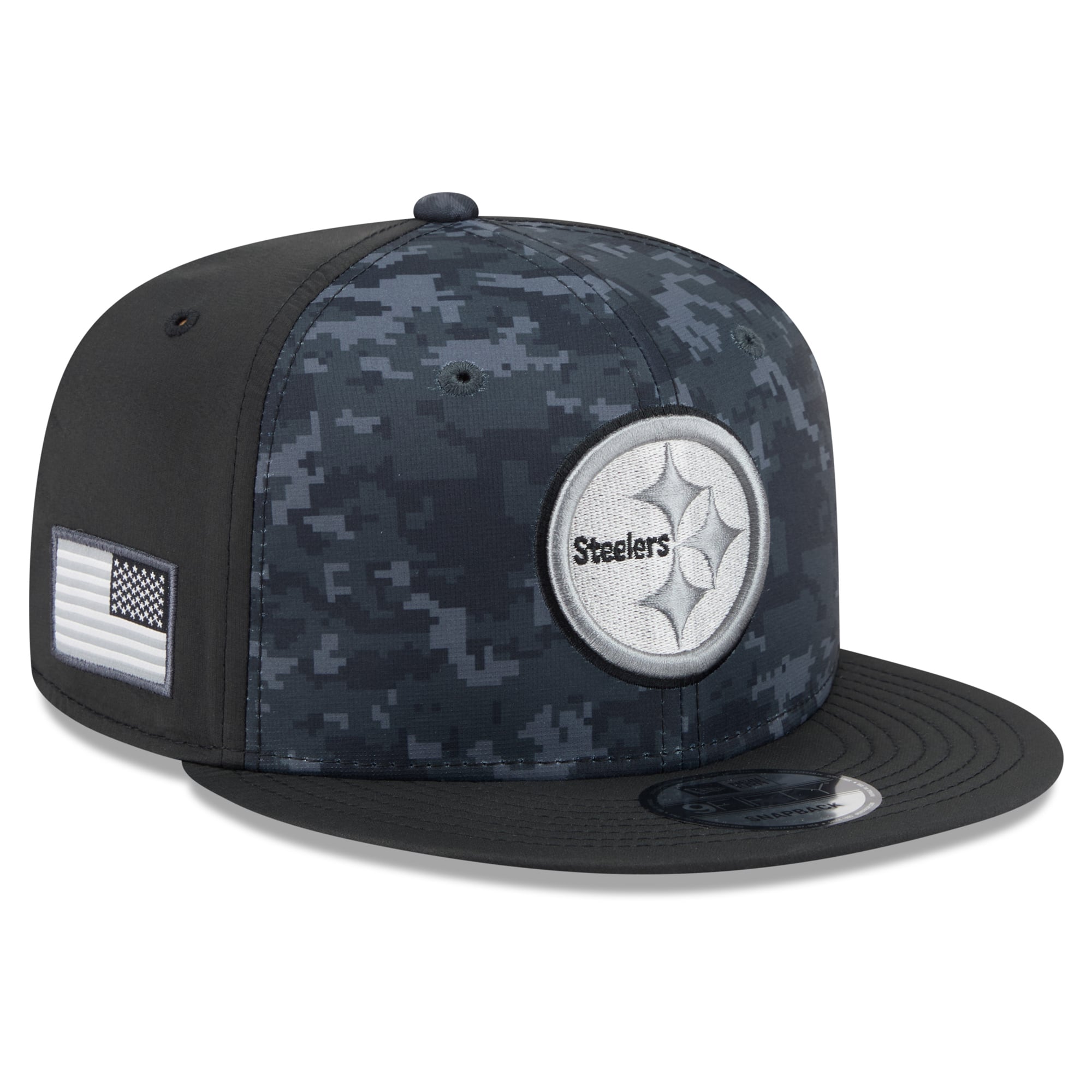 Casquette snapback New Era noire Pittsburgh Steelers 2026 Salute To Service 9FIFTY pour homme