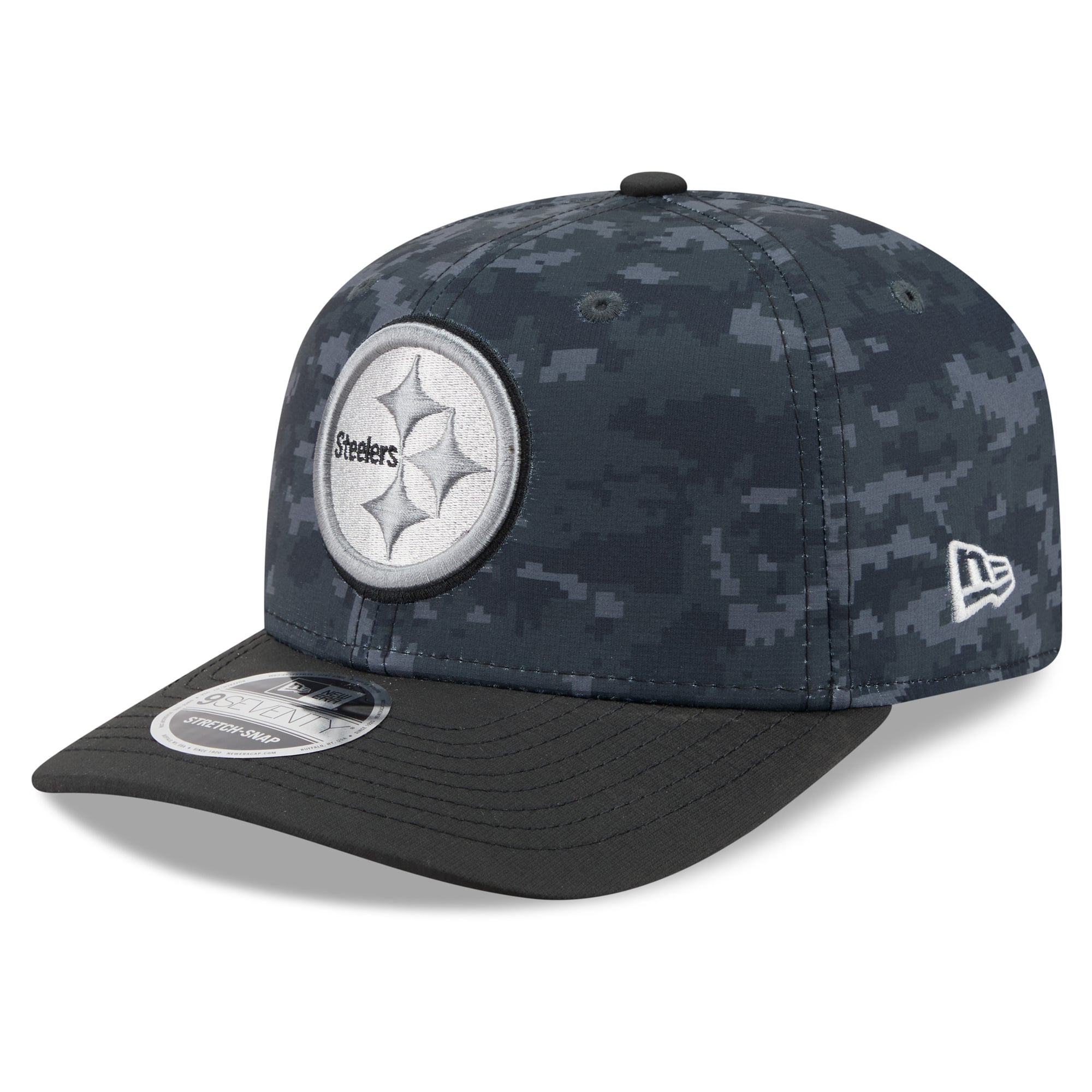 Casquette ajustable New Era noire Pittsburgh Steelers 2026 Salute To Service 9SEVENTY pour homme