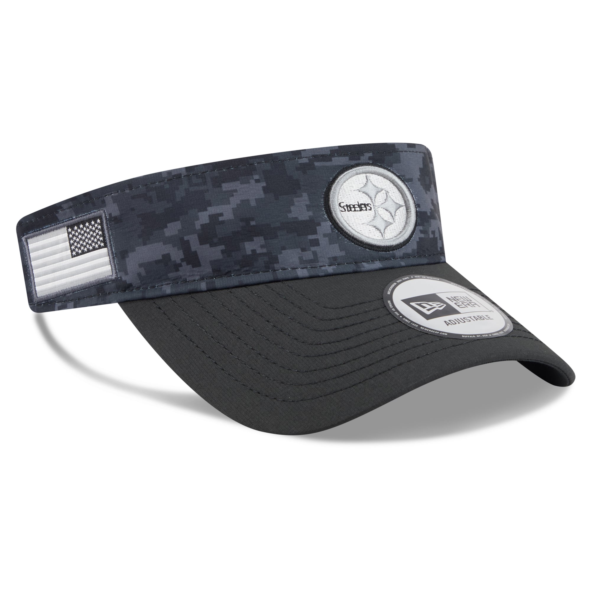 Casquette New Era noire pour homme Pittsburgh Steelers 2026 Salute To Service, visière ajustable