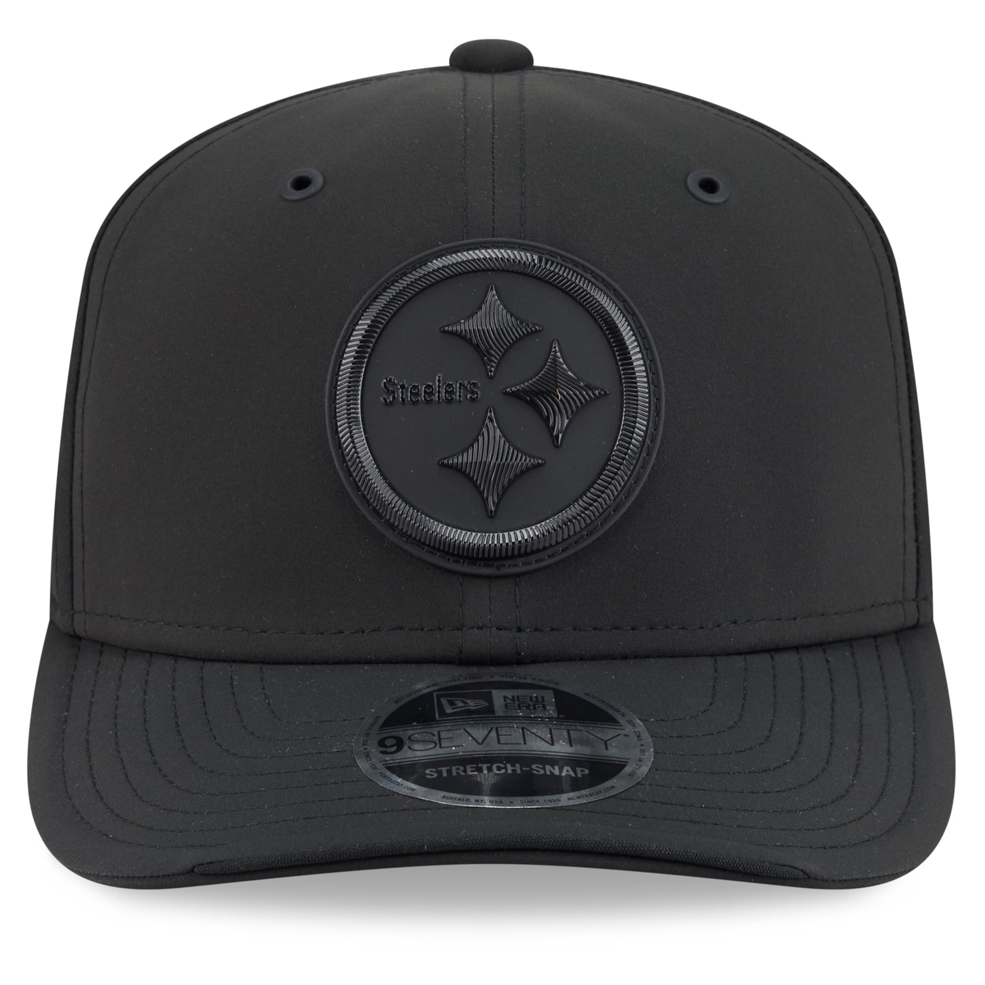 Casquette ajustable New Era noire Pittsburgh Steelers 2026 Sideline 9SEVENTY pour homme