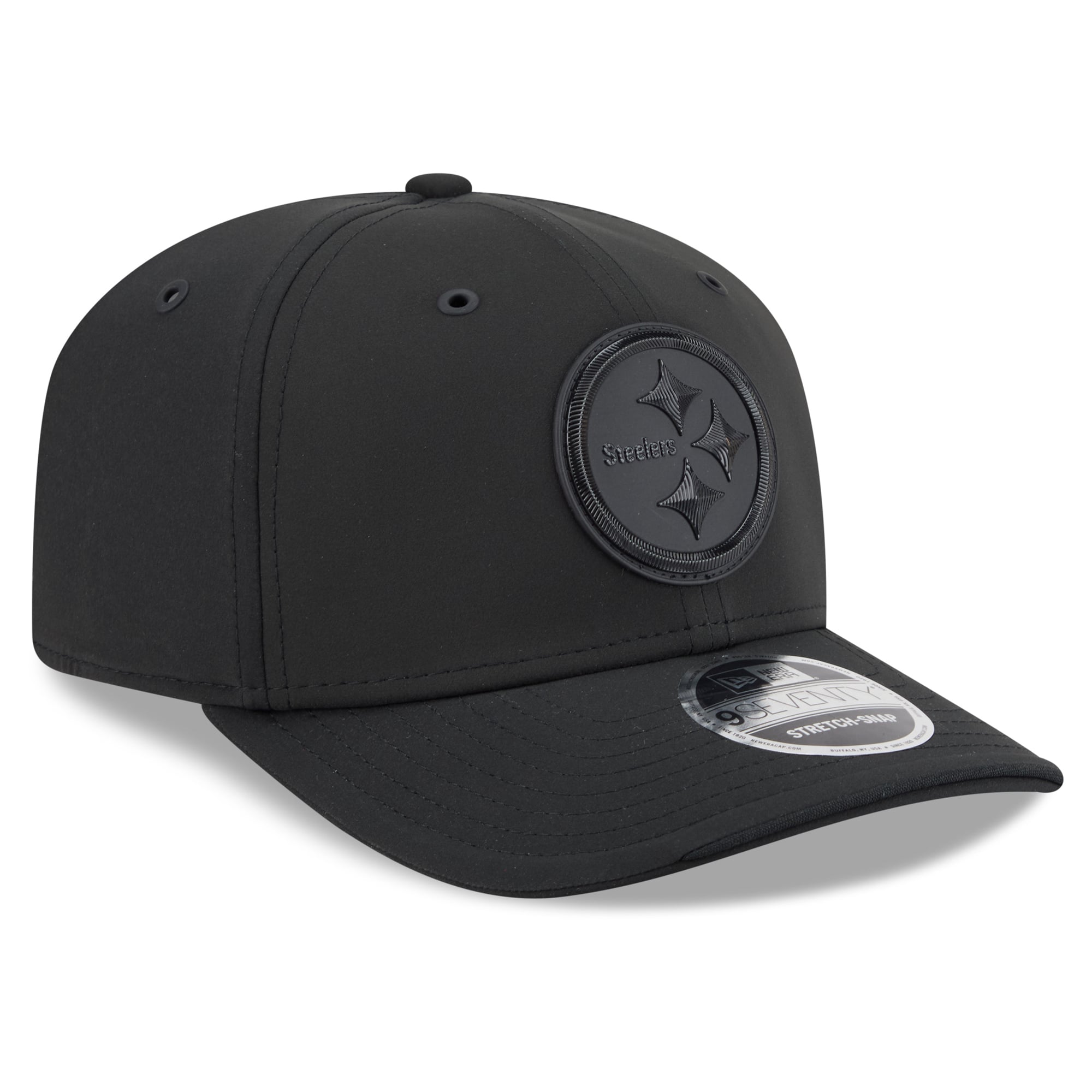 Casquette ajustable New Era noire Pittsburgh Steelers 2026 Sideline 9SEVENTY pour homme