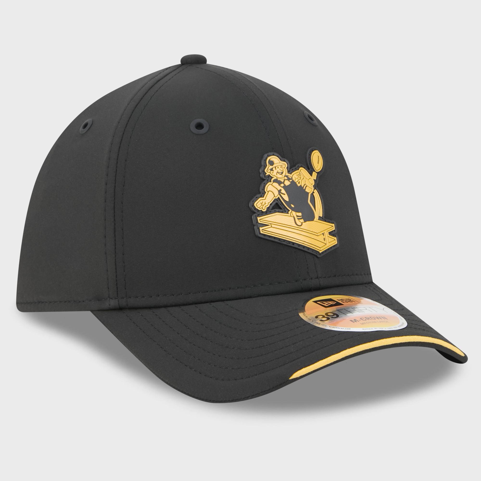 Casquette New Era noire Pittsburgh Steelers 2026 Sideline Throwback 39THIRTY M-Crown Flex pour homme