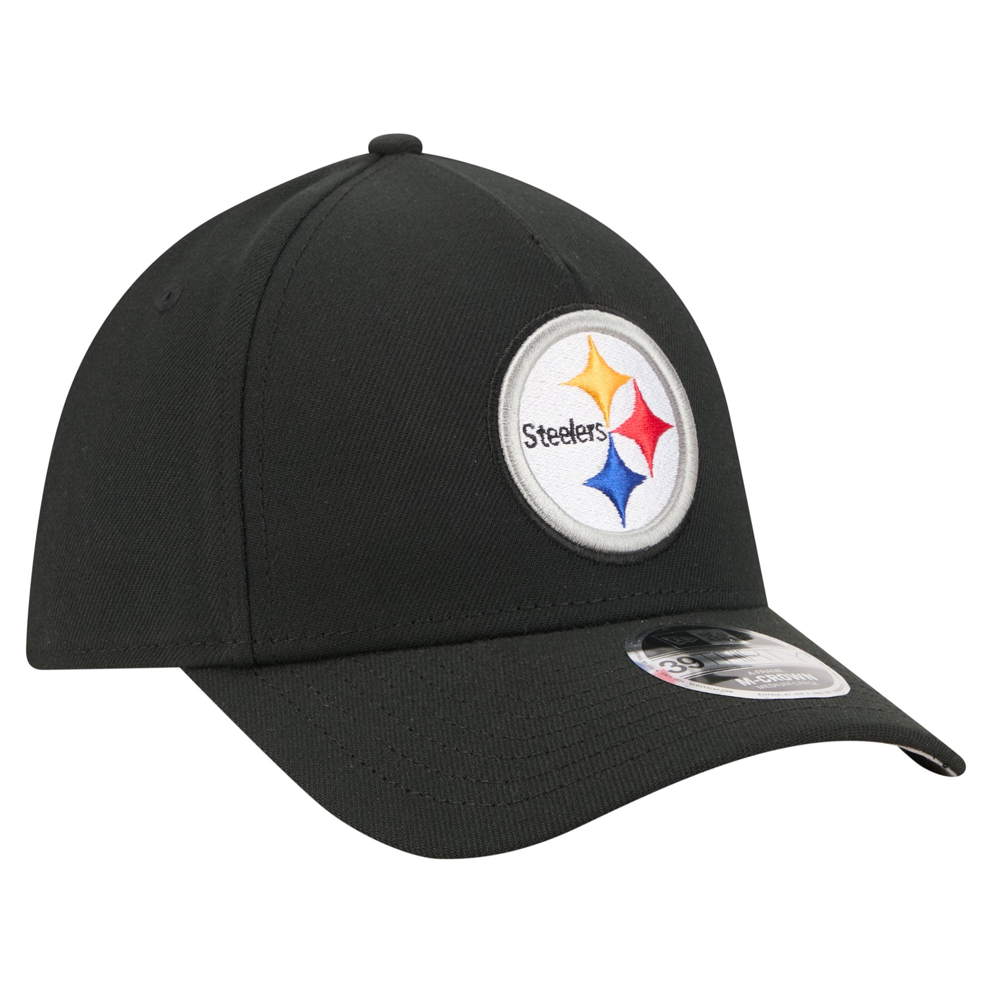 Men's New Era Black Pittsburgh Steelers 39THIRTY M-Crown A-Frame Stretch Hat