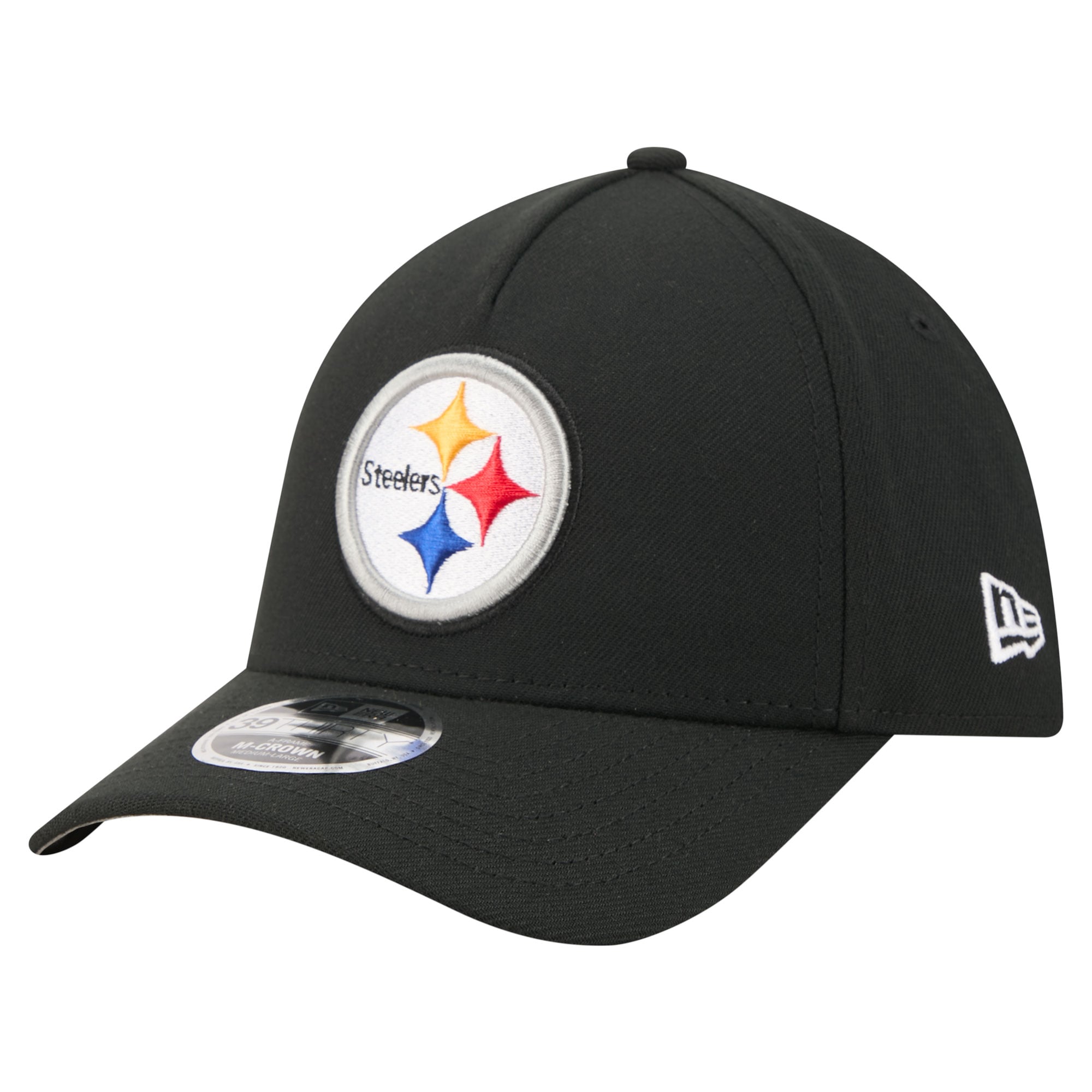 Men's New Era Black Pittsburgh Steelers 39THIRTY M-Crown A-Frame Stretch Hat
