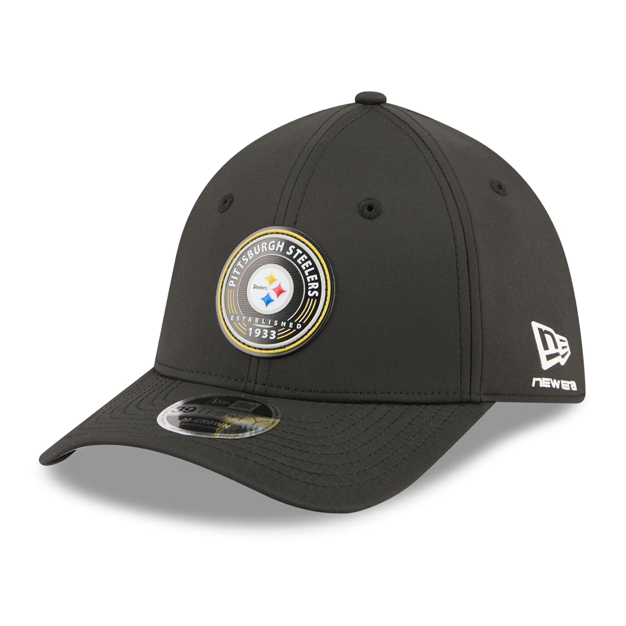Casquette New Era noire Pittsburgh Steelers 39THIRTY M-Crown Flex pour homme