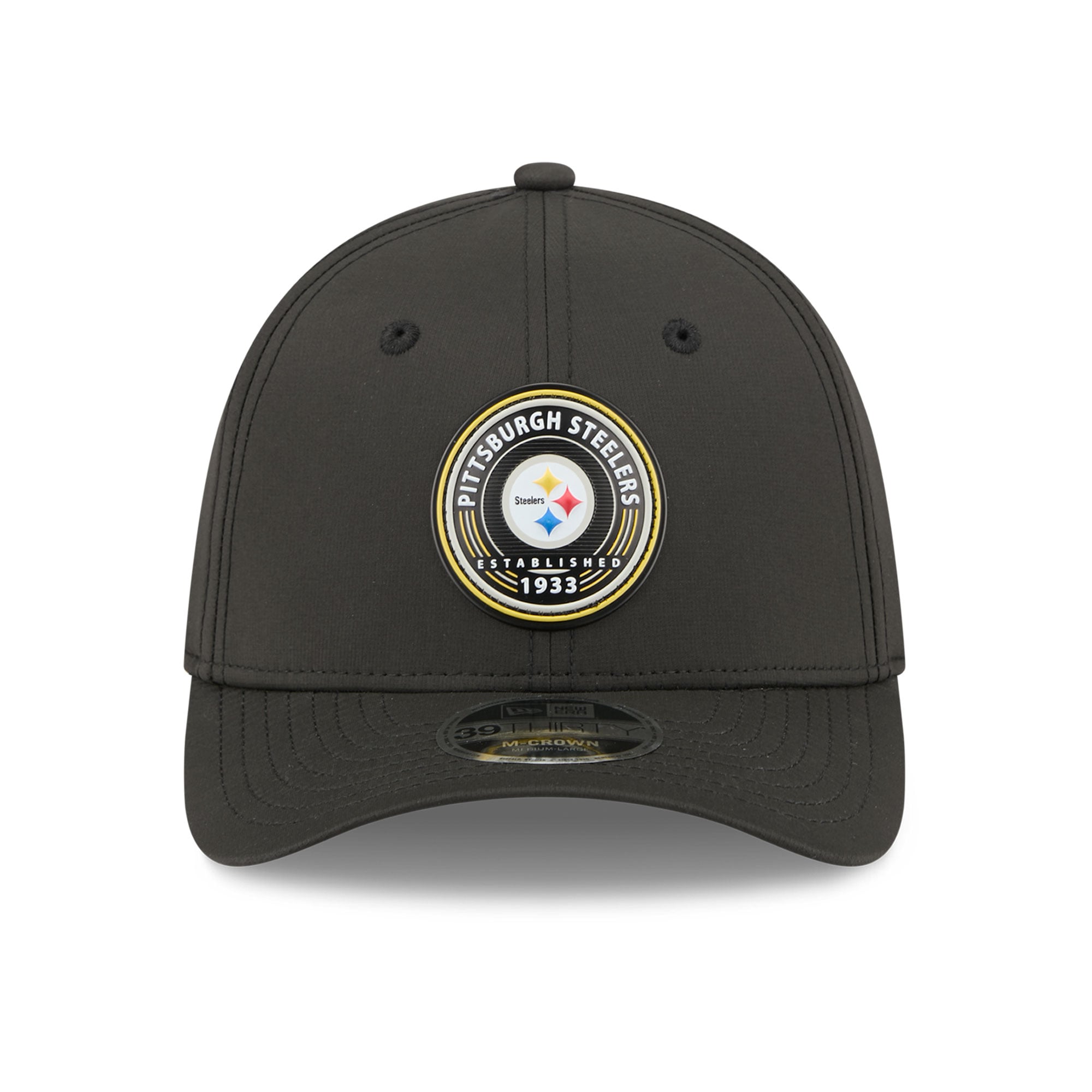 Casquette New Era noire Pittsburgh Steelers 39THIRTY M-Crown Flex pour homme