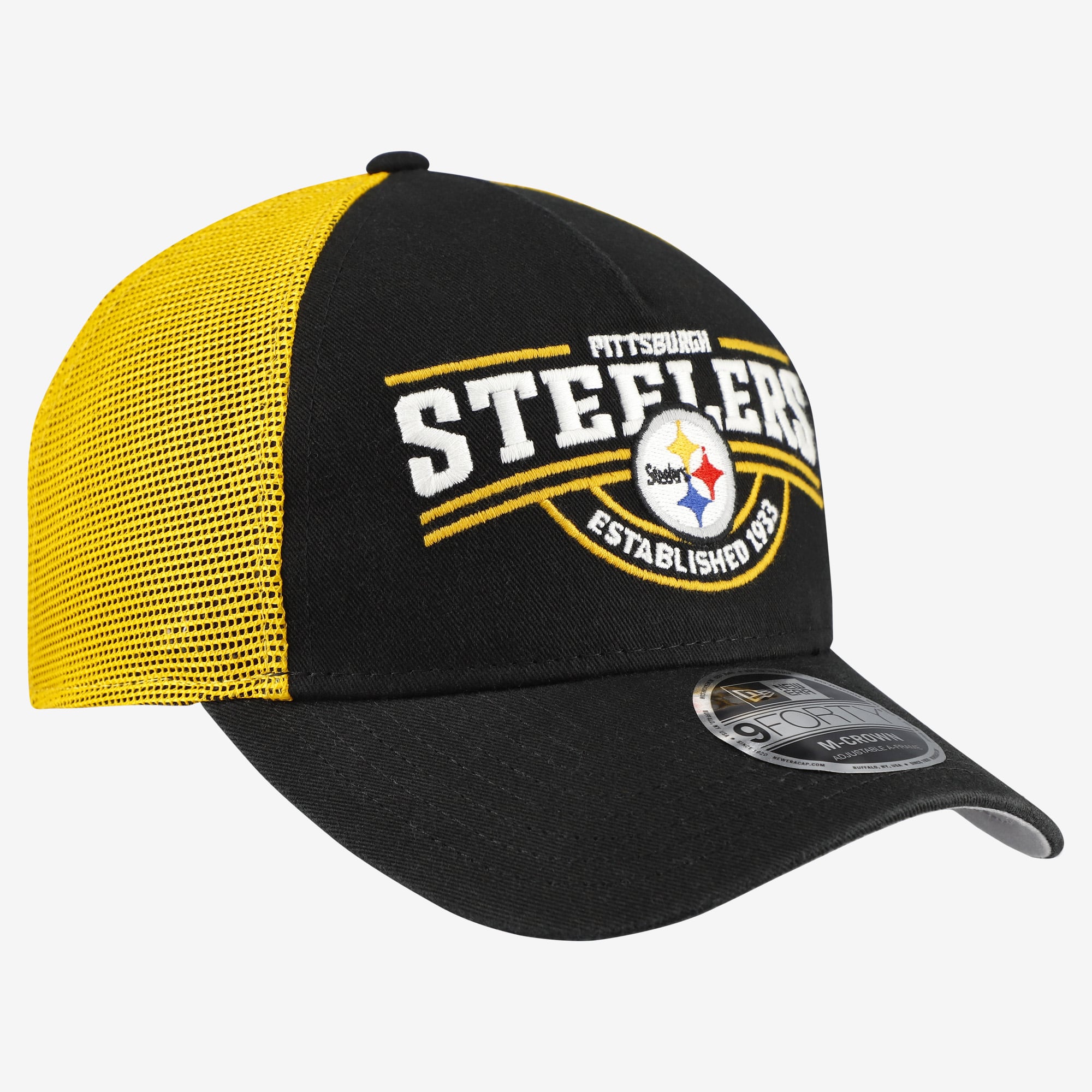 Casquette ajustable New Era Pittsburgh Steelers 9FORTY noire pour homme