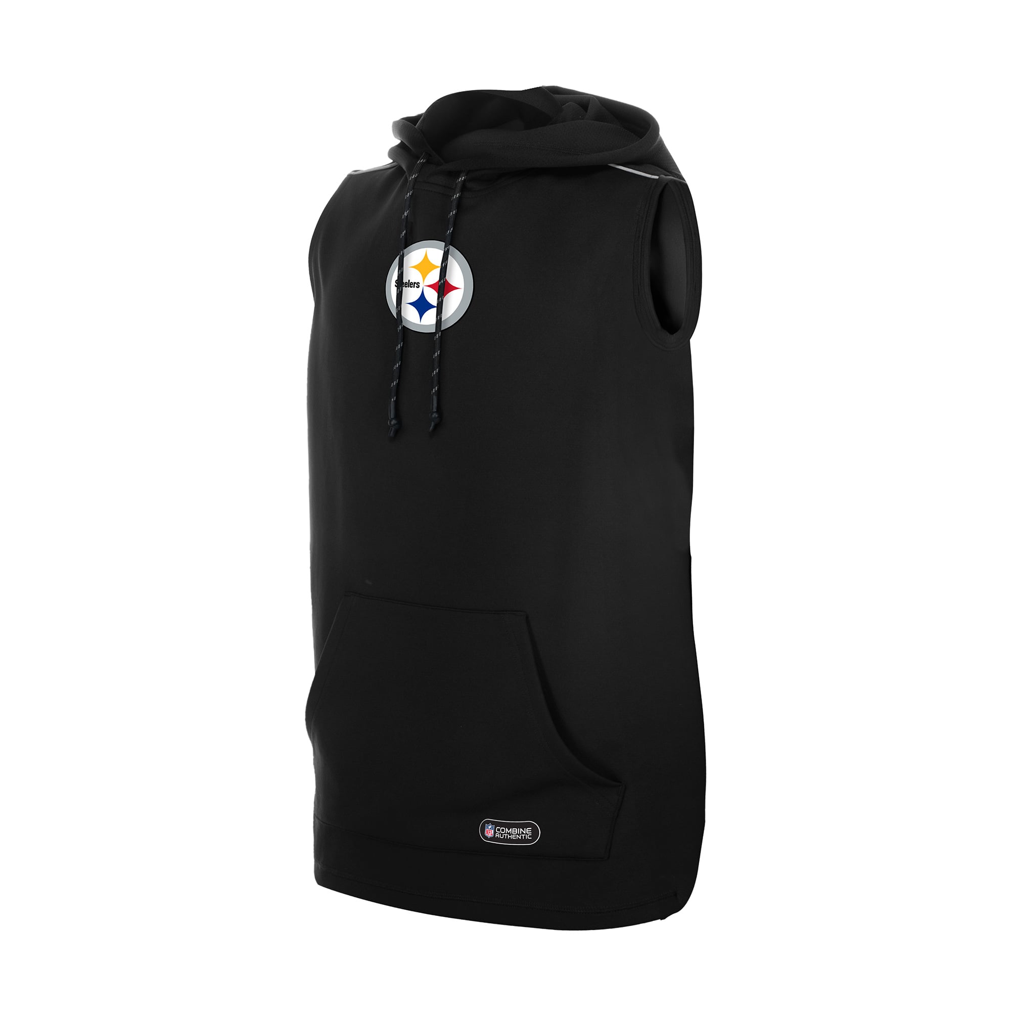Sweat à capuche sans manches New Era noir Pittsburgh Steelers Combine Authentic pour homme